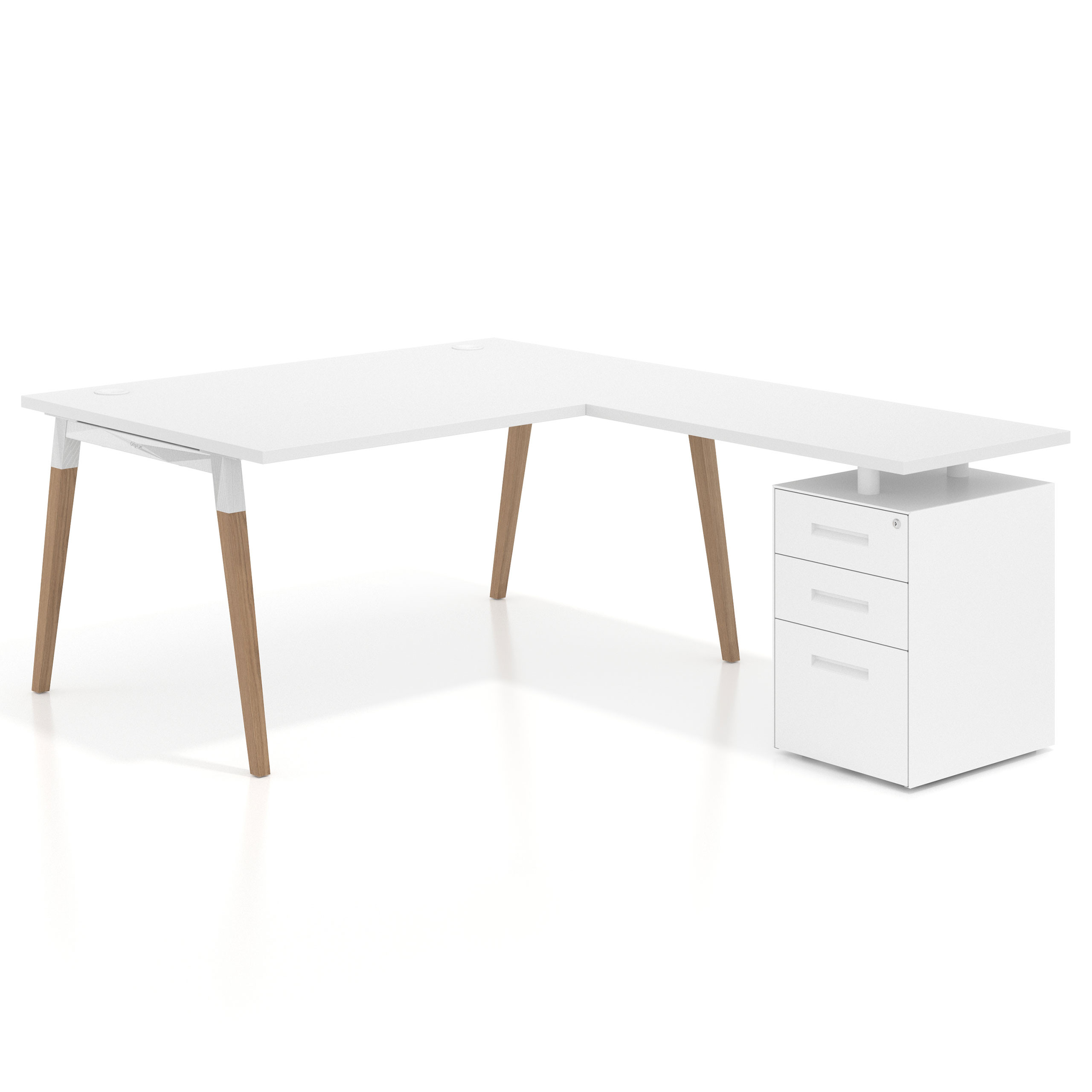 mesa en l 160x200 blanco mate arki mesa de oficina 100cm con pedestal frontales de metal recto 1