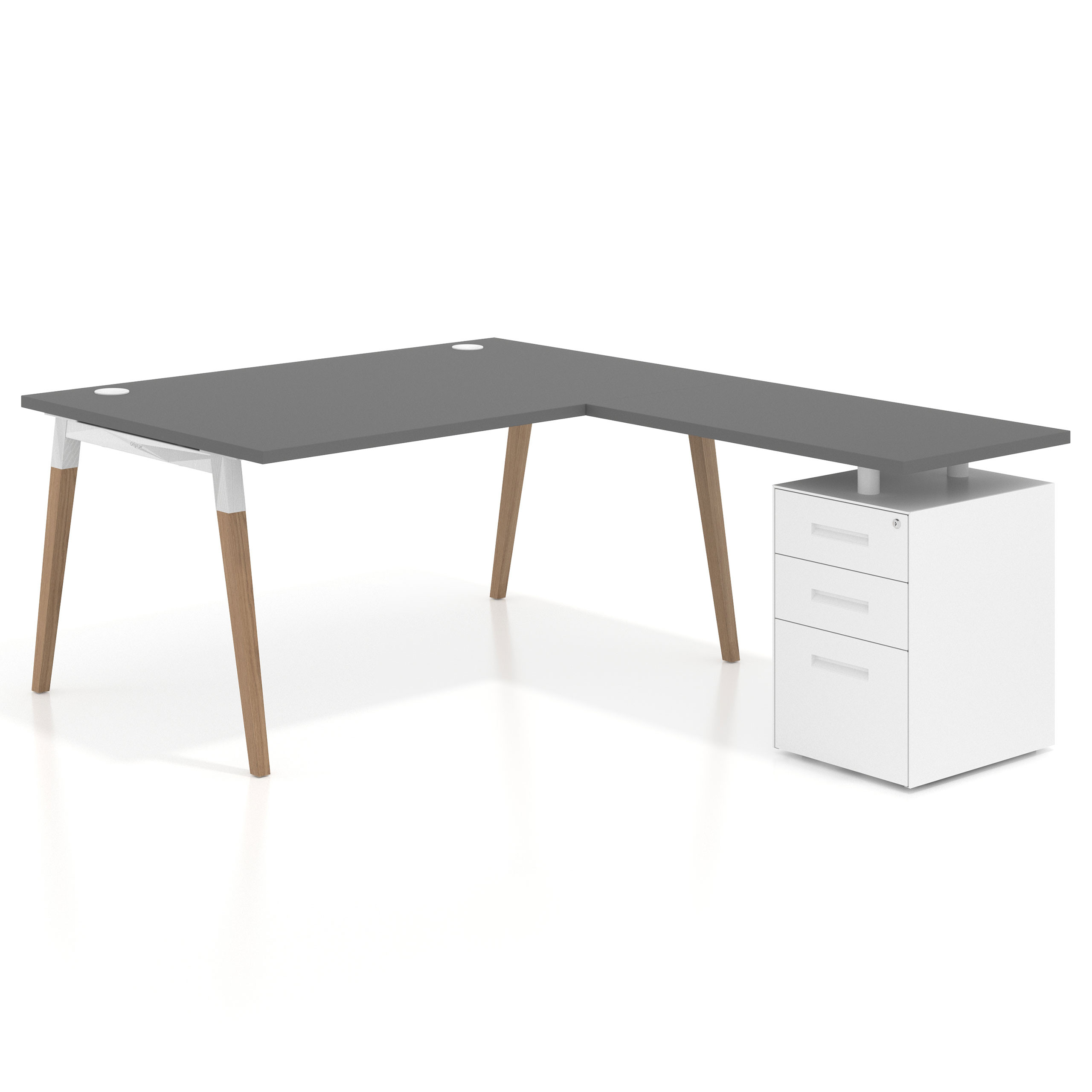 mesa en l 140x200 gris tormenta arki mesa de oficina 100cm con pedestal frontales de metal recto 1