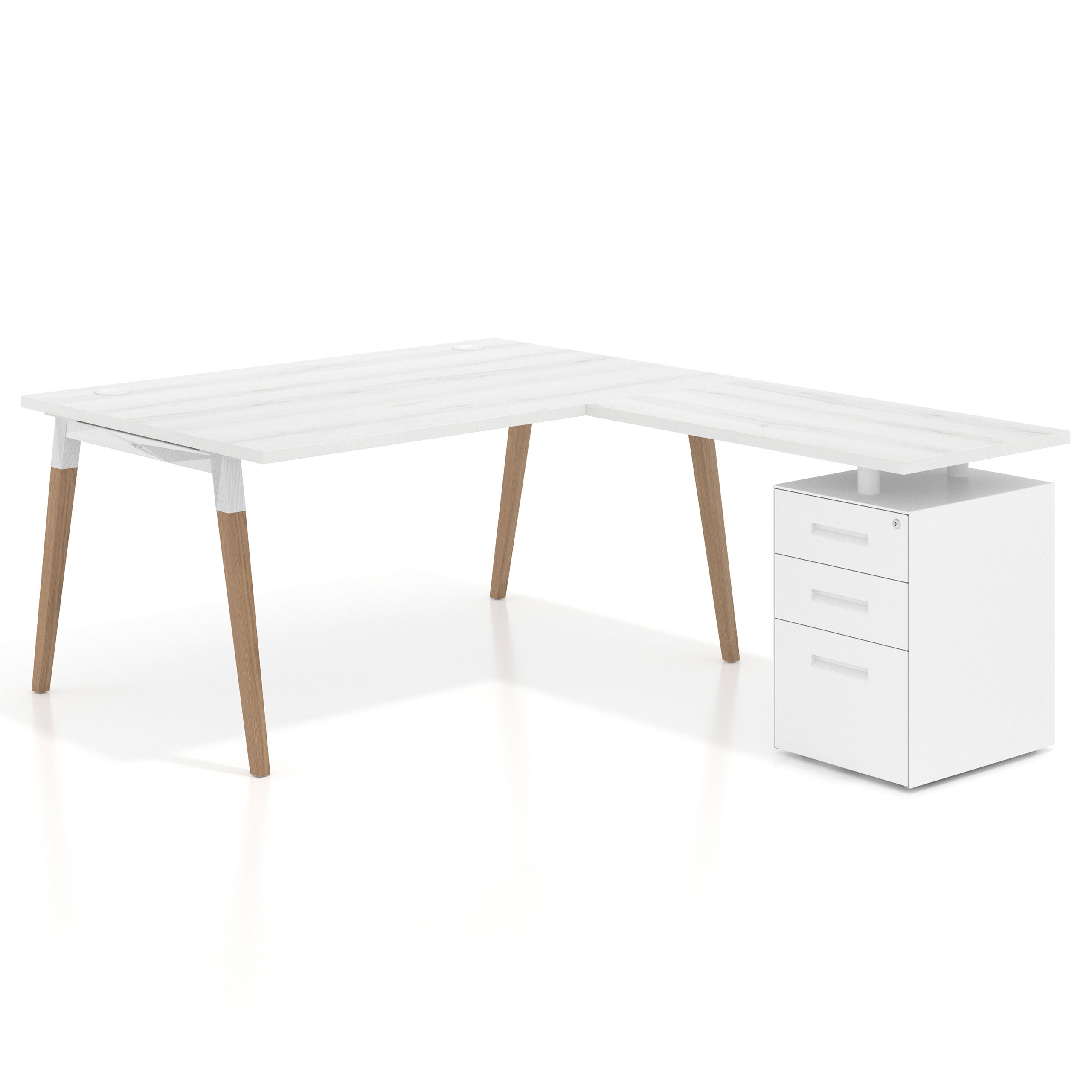 mesa en l 140x200 albo arki mesa de oficina 100cm con pedestal frontales de metal recto 1