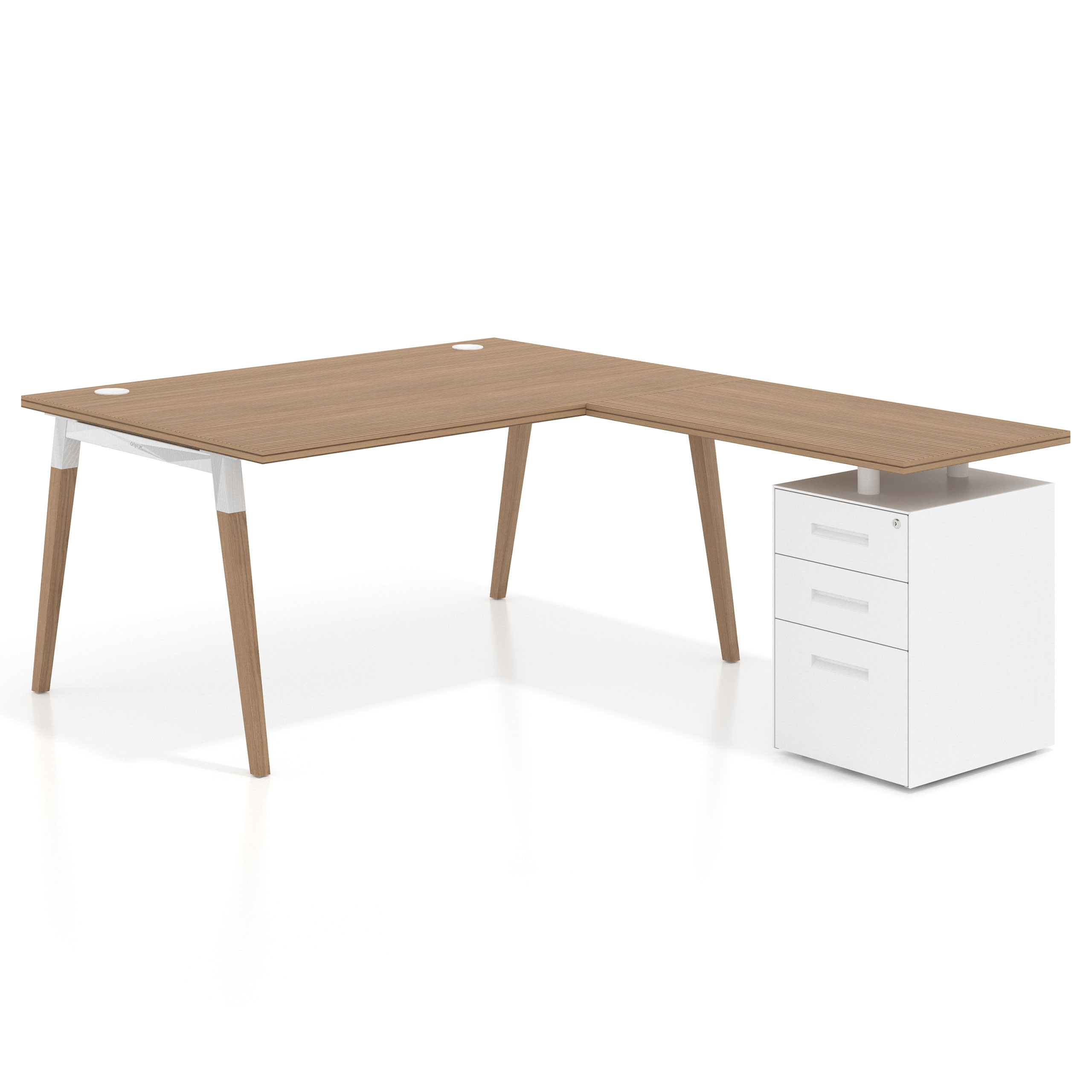 mesa en l 140x200 rayado natural arki mesa de oficina 100cm con pedestal frontales de metal recto 1