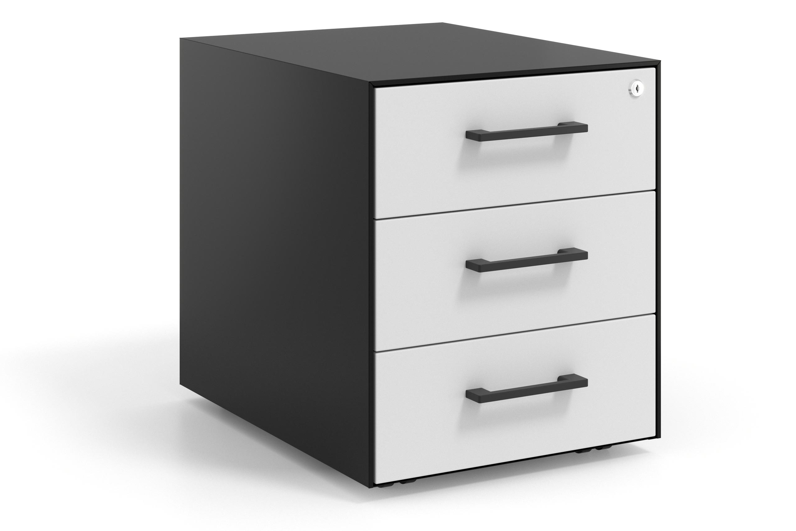 cajonera de escritorio blanco mate strong 3 cajones negro 1