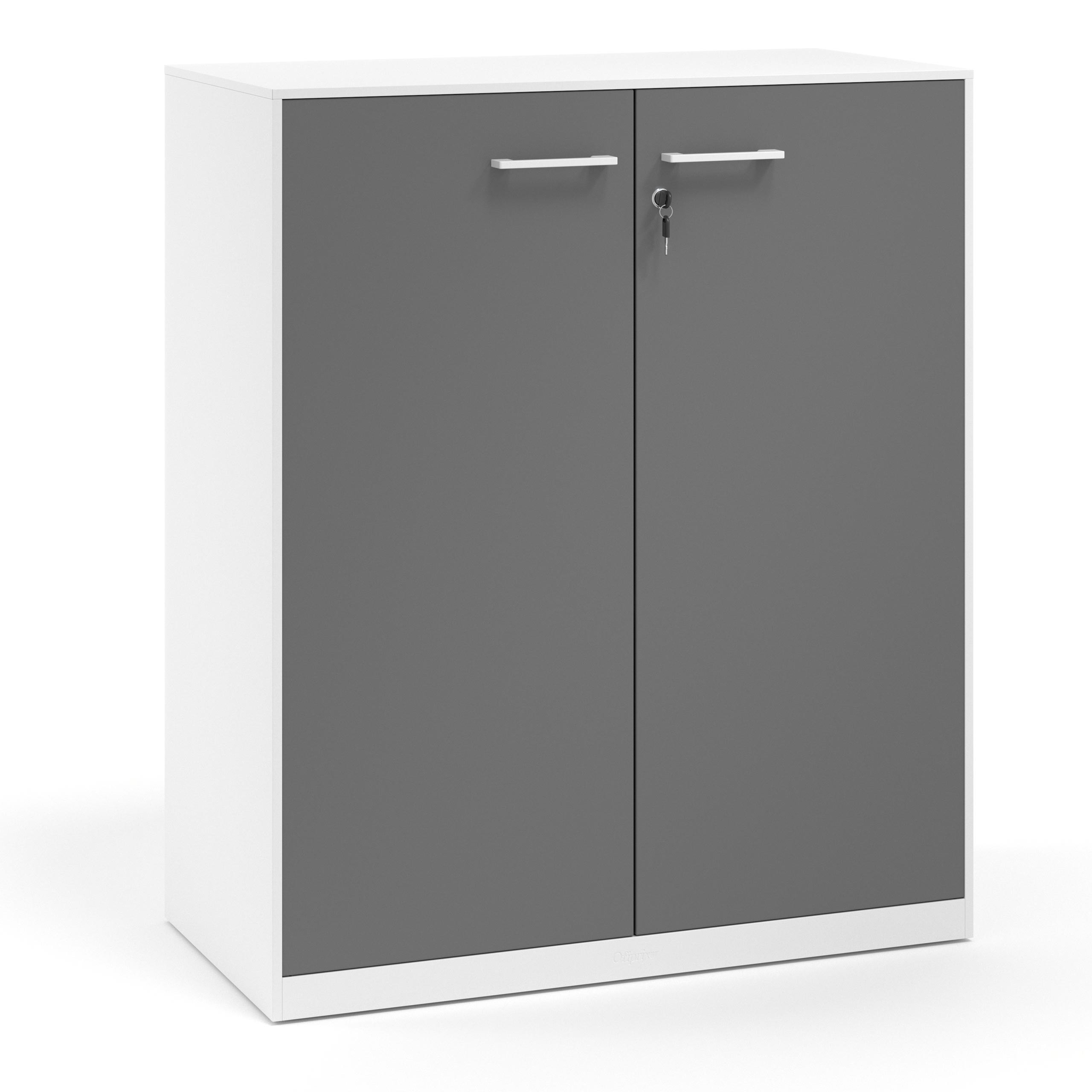 armario de oficina 109x92 gris tormenta strong puertas de melamina blanco 1