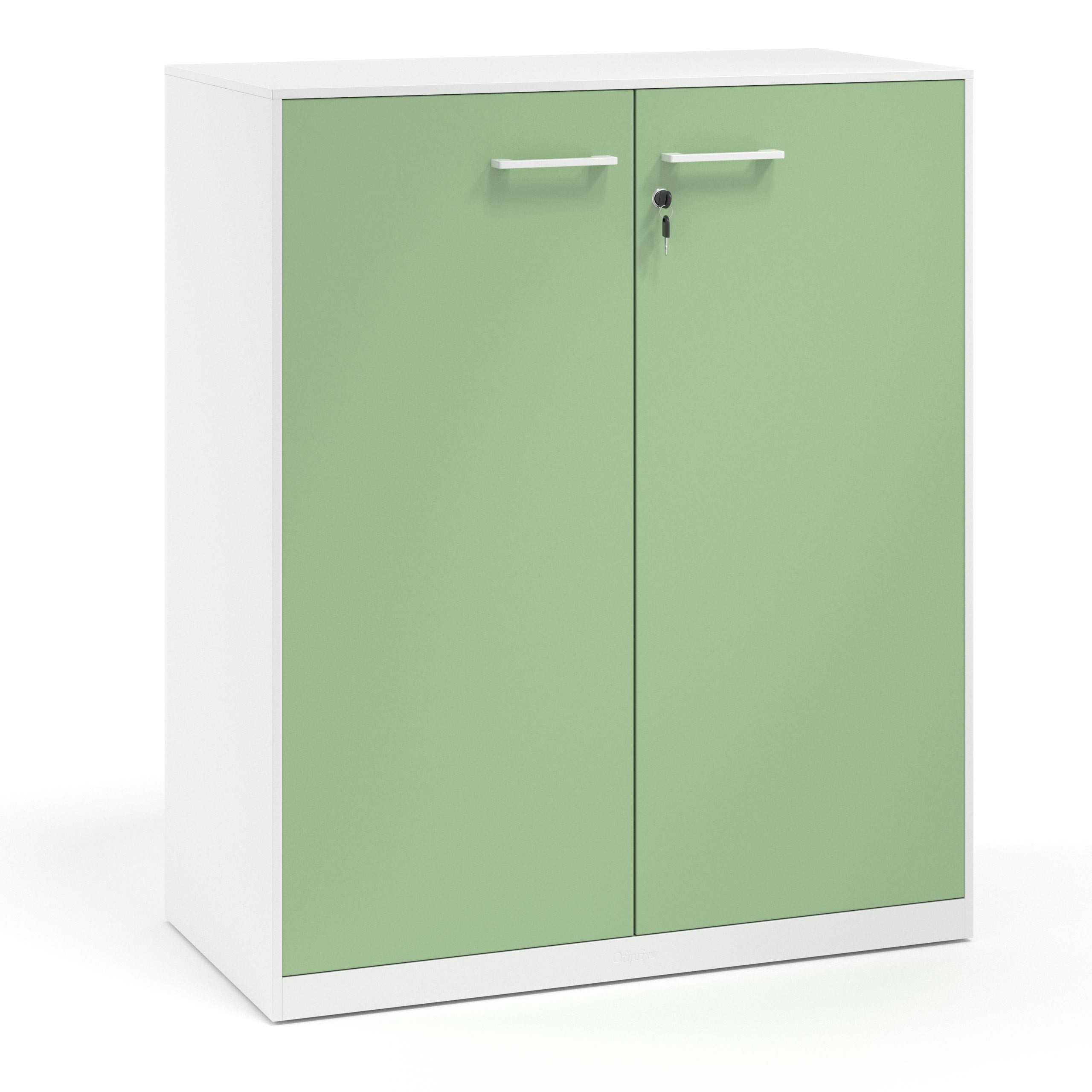 armario de oficina 109x92 verde talco strong puertas de melamina blanco 1