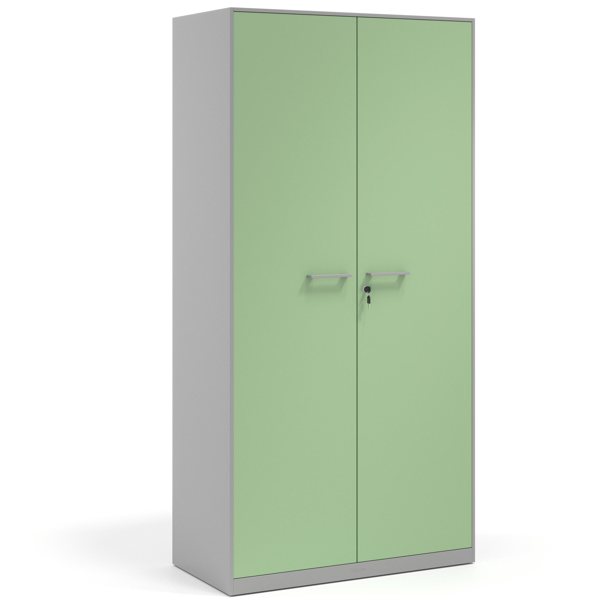 armario de oficina 185x92 verde talco strong puertas de melamina aluminio 1