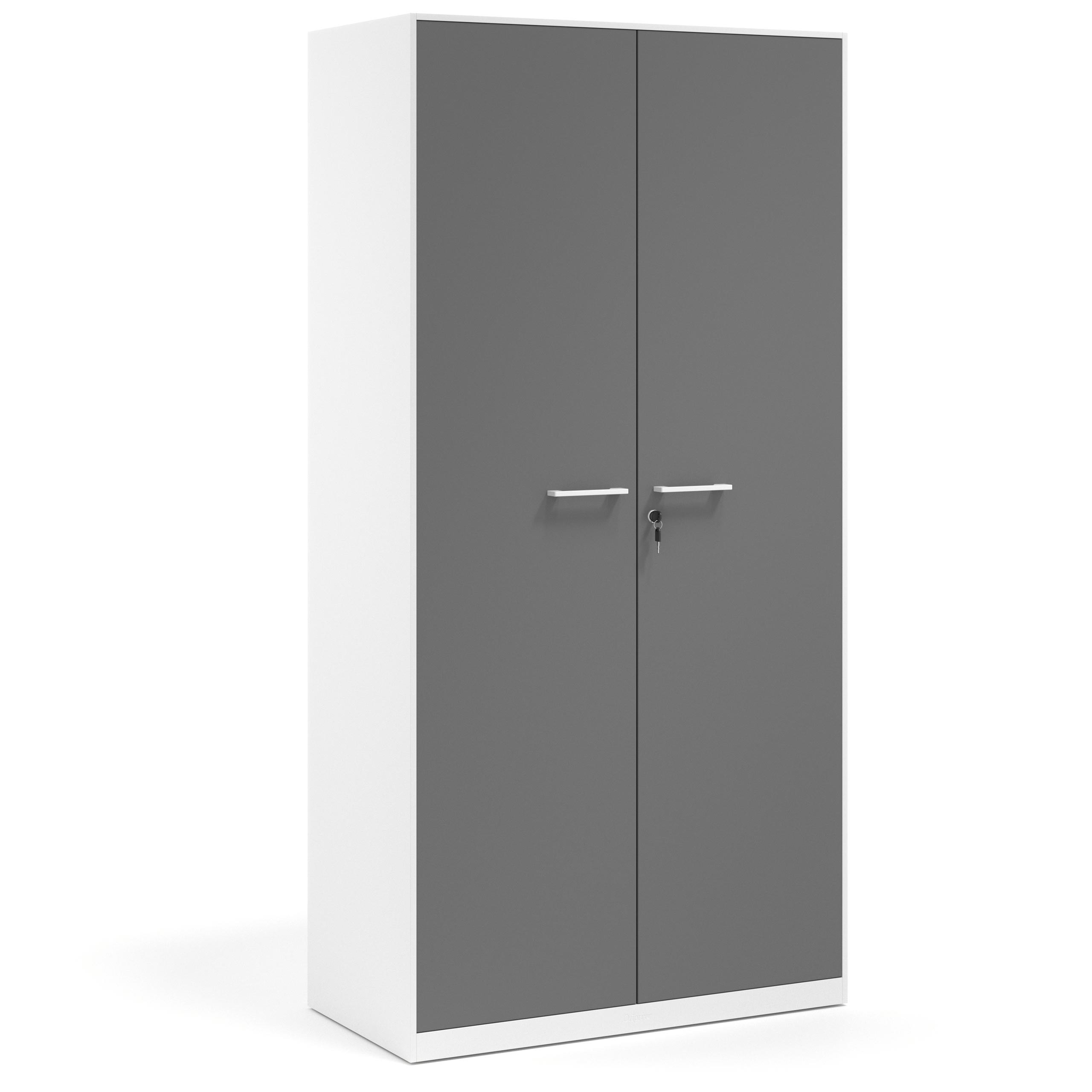 armario de oficina 185x92 gris tormenta strong puertas de melamina blanco 1