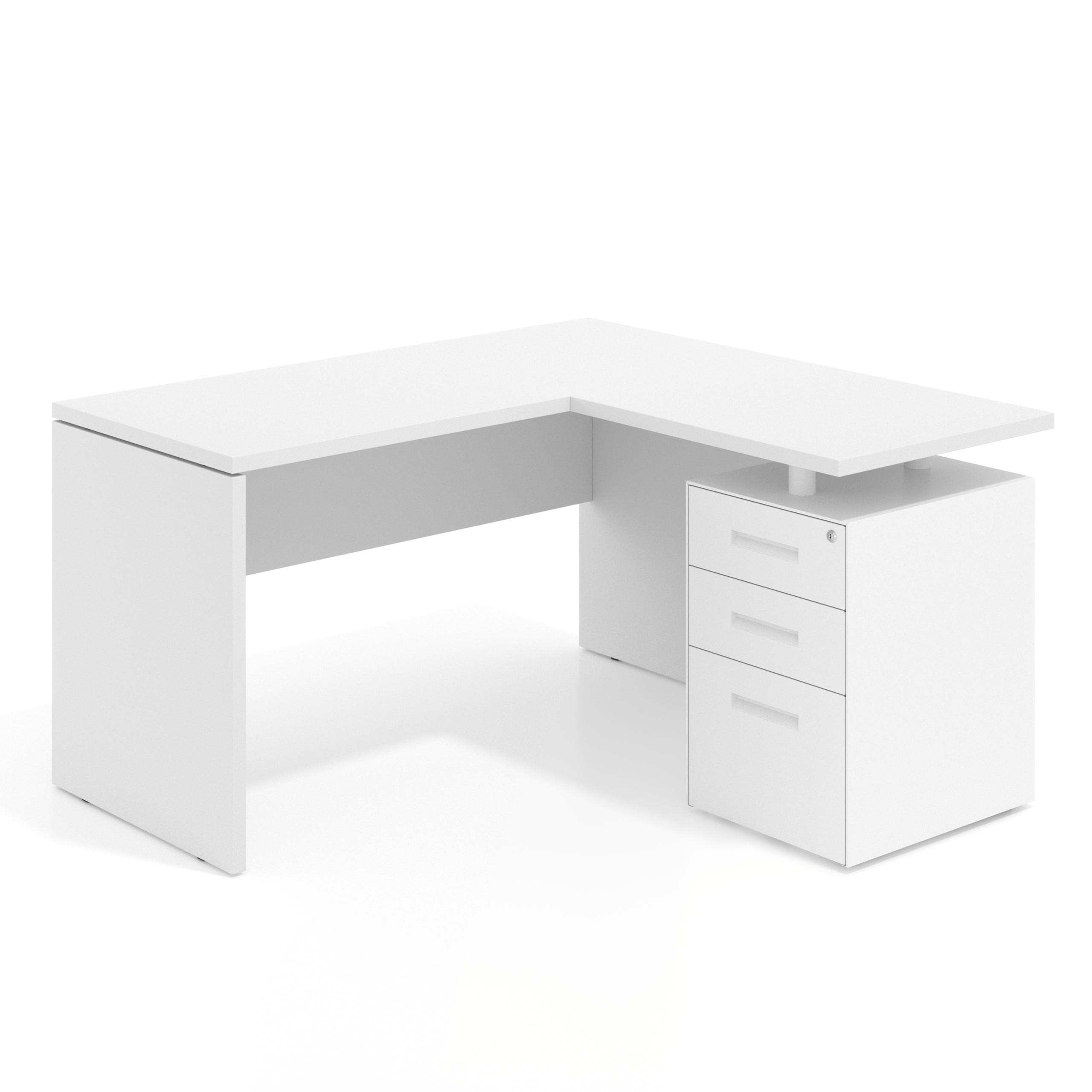 mesa en l 140x160 blanco mate work mesa fondo 60cm con alacajones 1