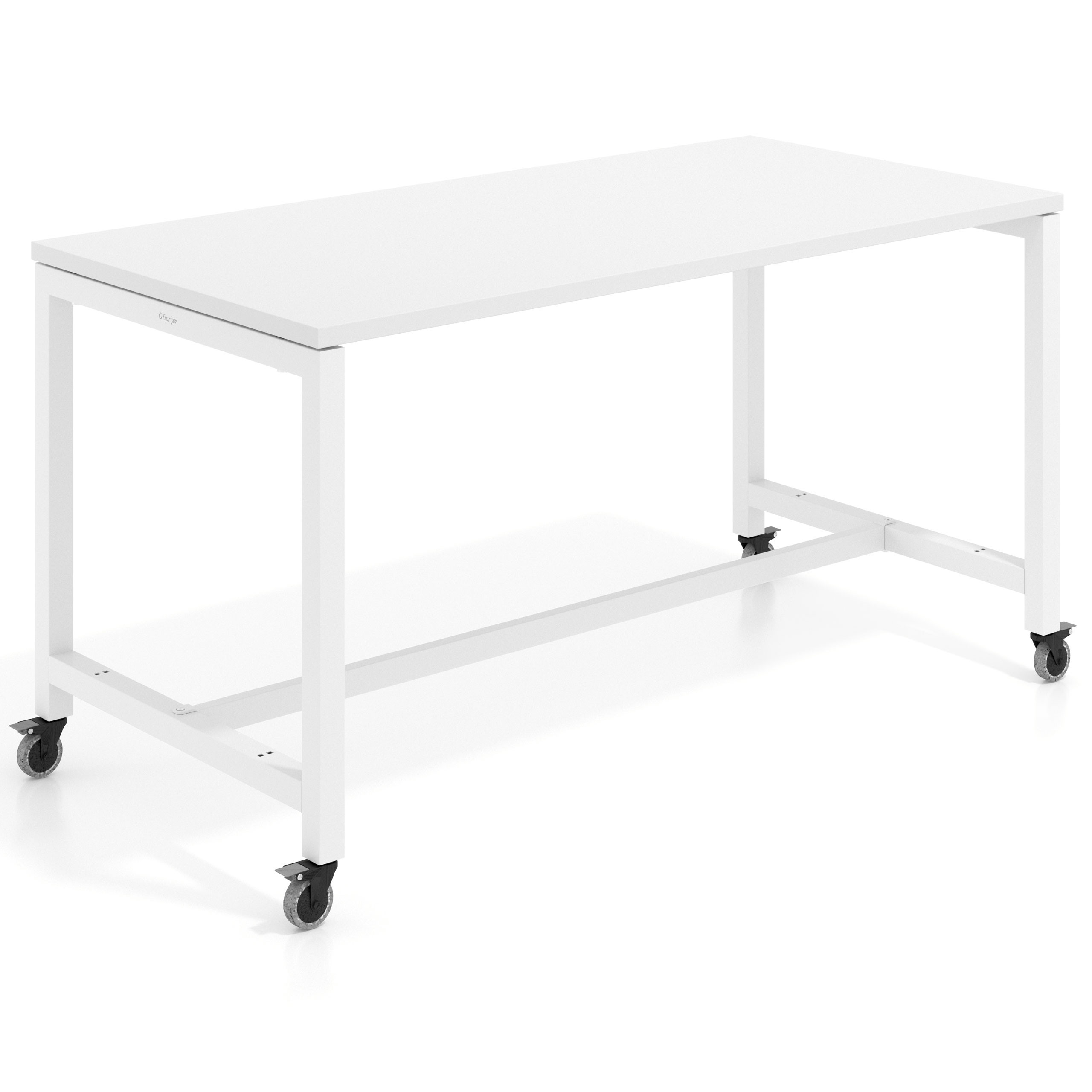mesa de colectividad 100x80 blanco mate kube mesa expositor con ruedas recto 1
