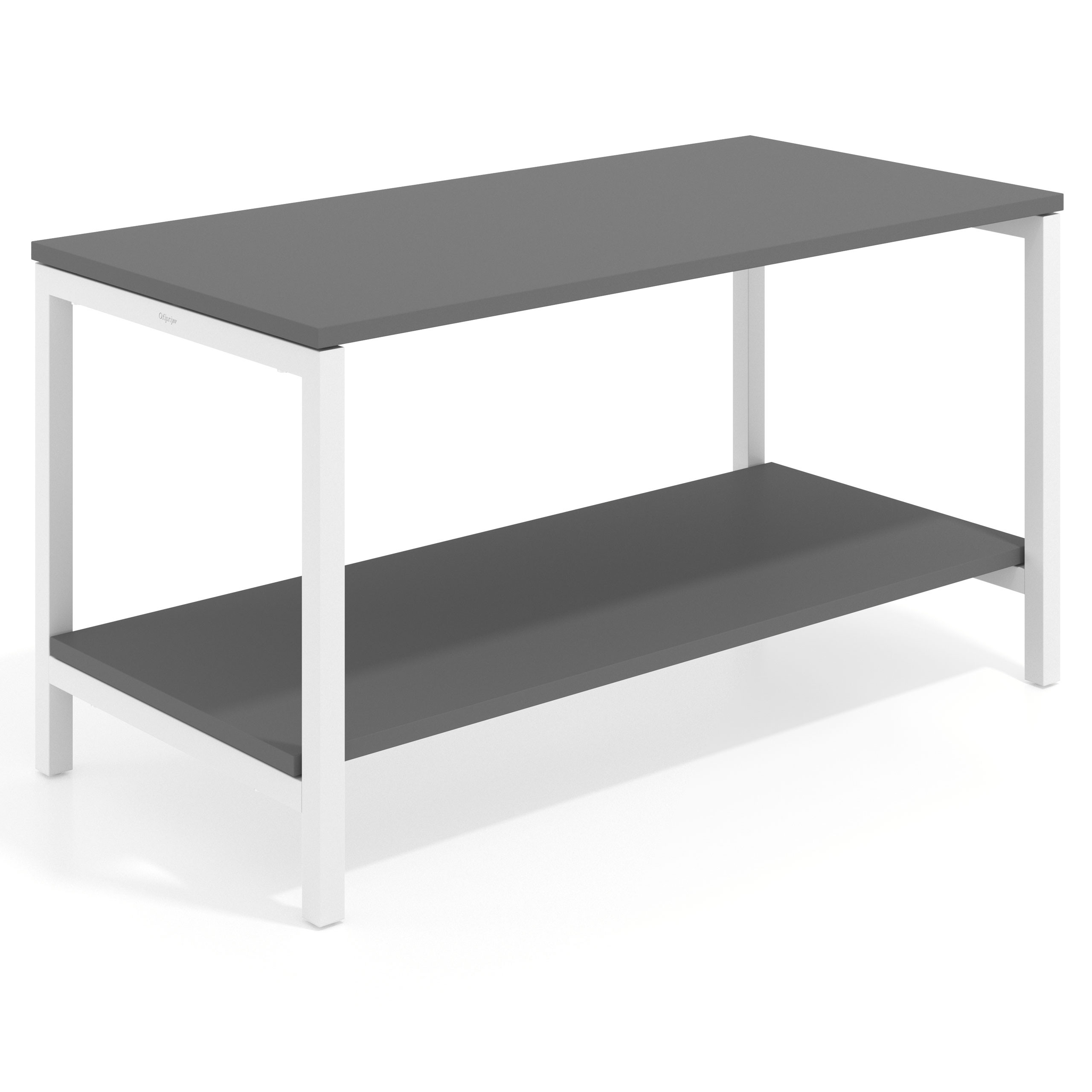 mesa de colectividad 140x80 gris tormenta kube mesa expositor 2 alturas recto 1