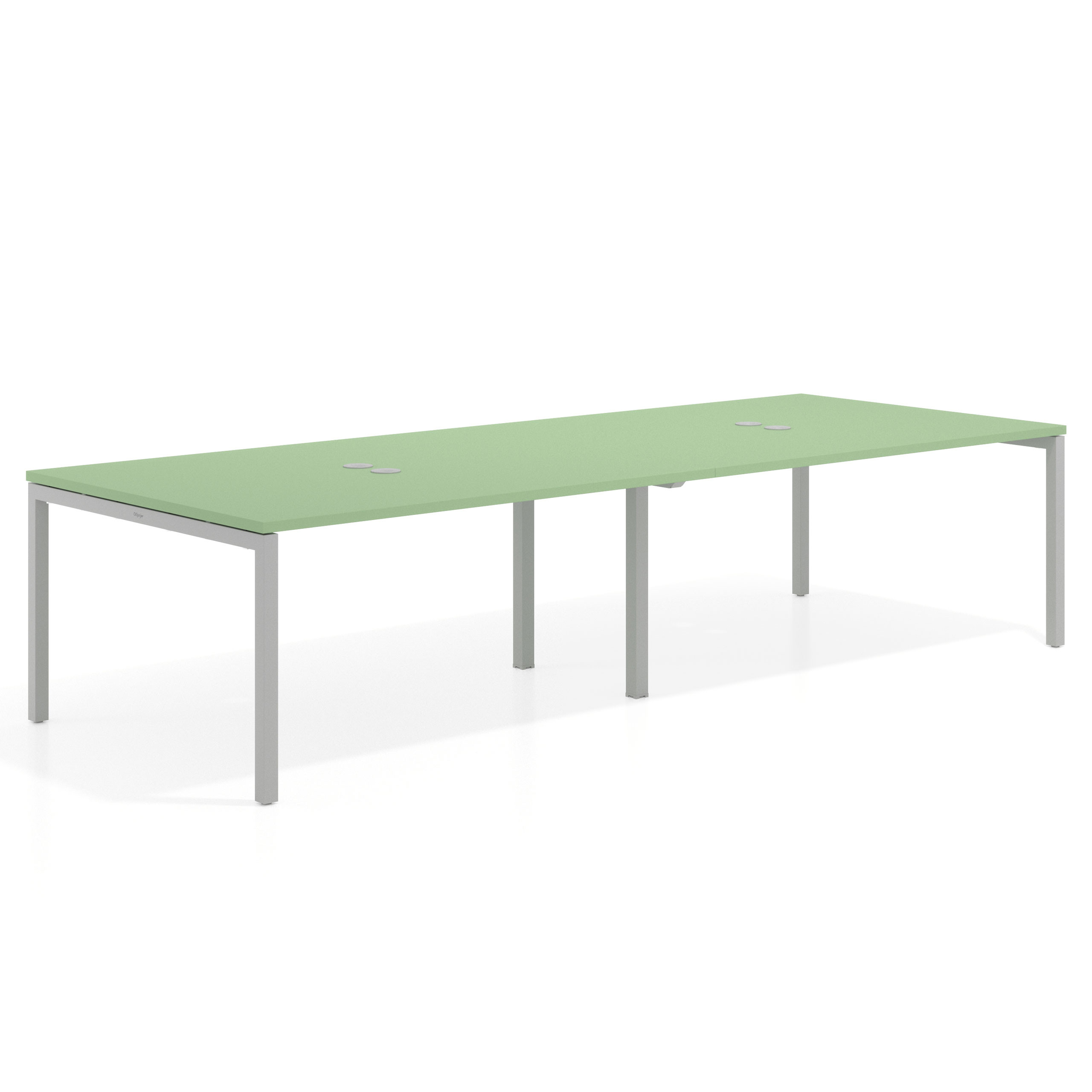 mesa multipuesto 240x126 verde talco kube mesa coworking doble fondo 126cm recto 1