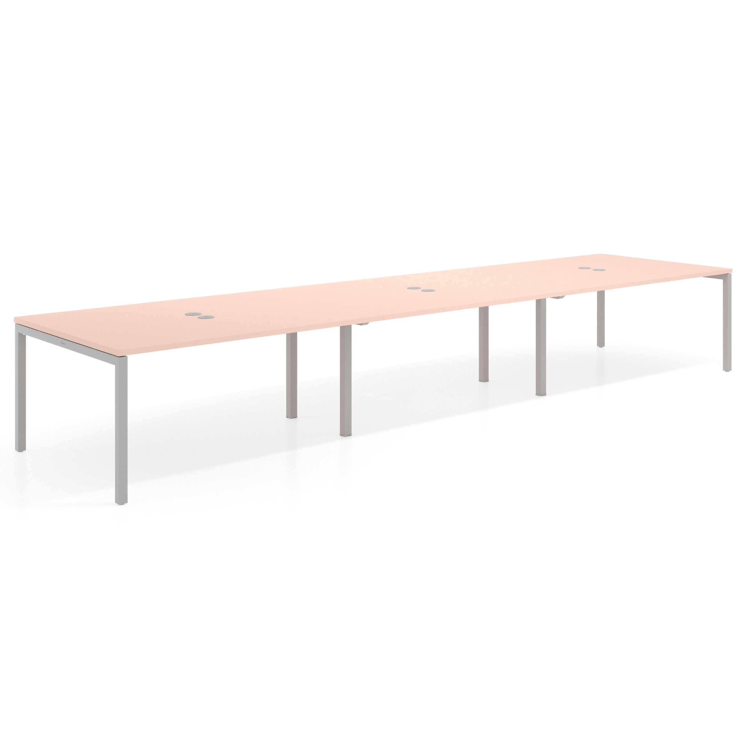 mesa multipuesto 360x126 rosa nube kube mesa coworking triple fondo 126cm recto 1