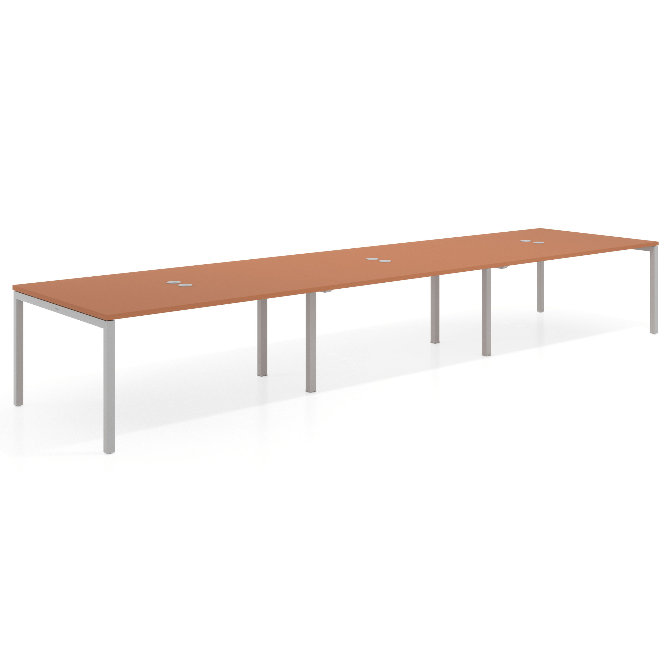 mesa multipuesto 360x126 terracota kube mesa coworking triple fondo 126cm recto 1