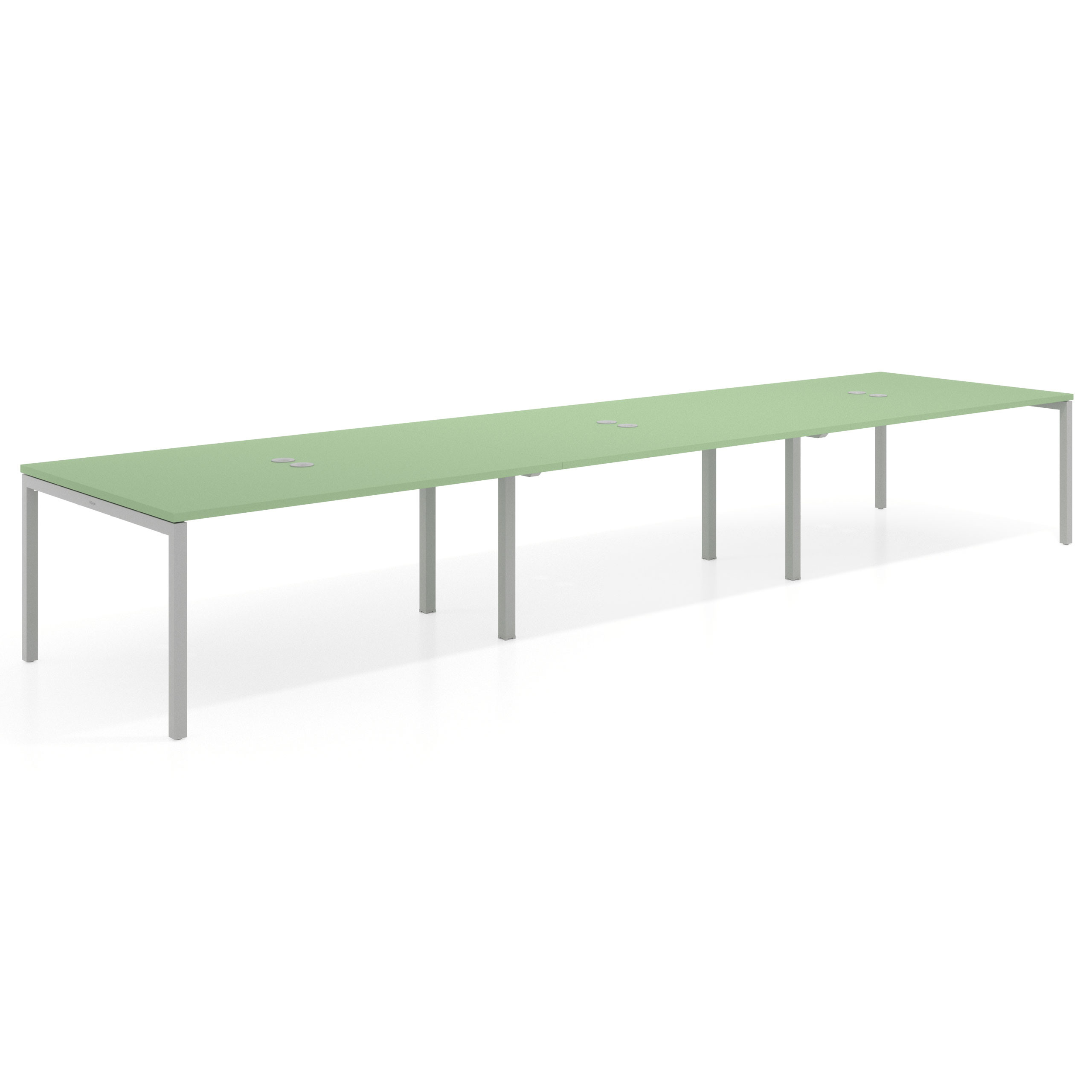 mesa multipuesto 360x126 verde talco kube mesa coworking triple fondo 126cm recto 1