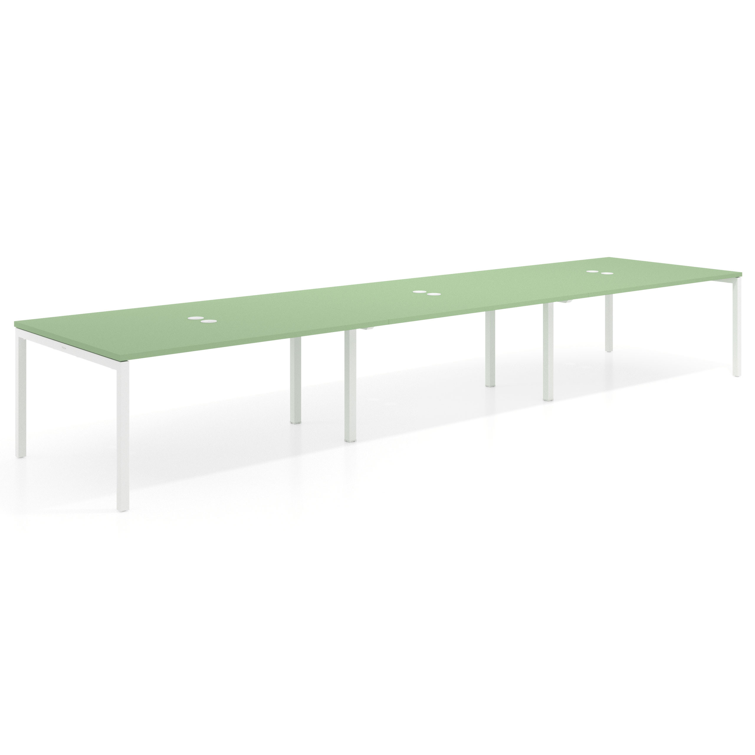 mesa multipuesto 360x126 verde talco kube mesa coworking triple fondo 126cm recto 1