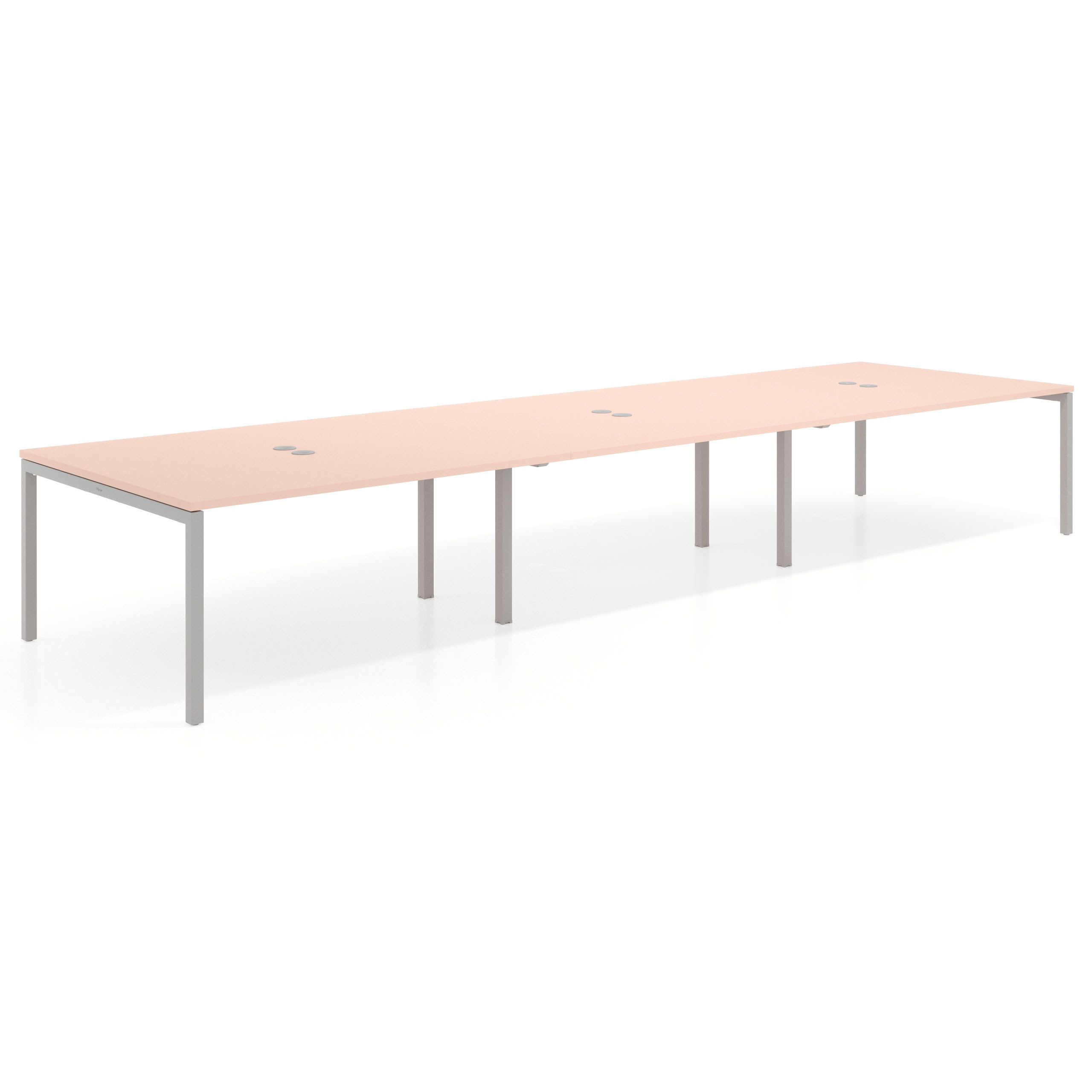 mesa co working 360x142 rosa nube kube mesa coworking triple fondo 142cm recto 1