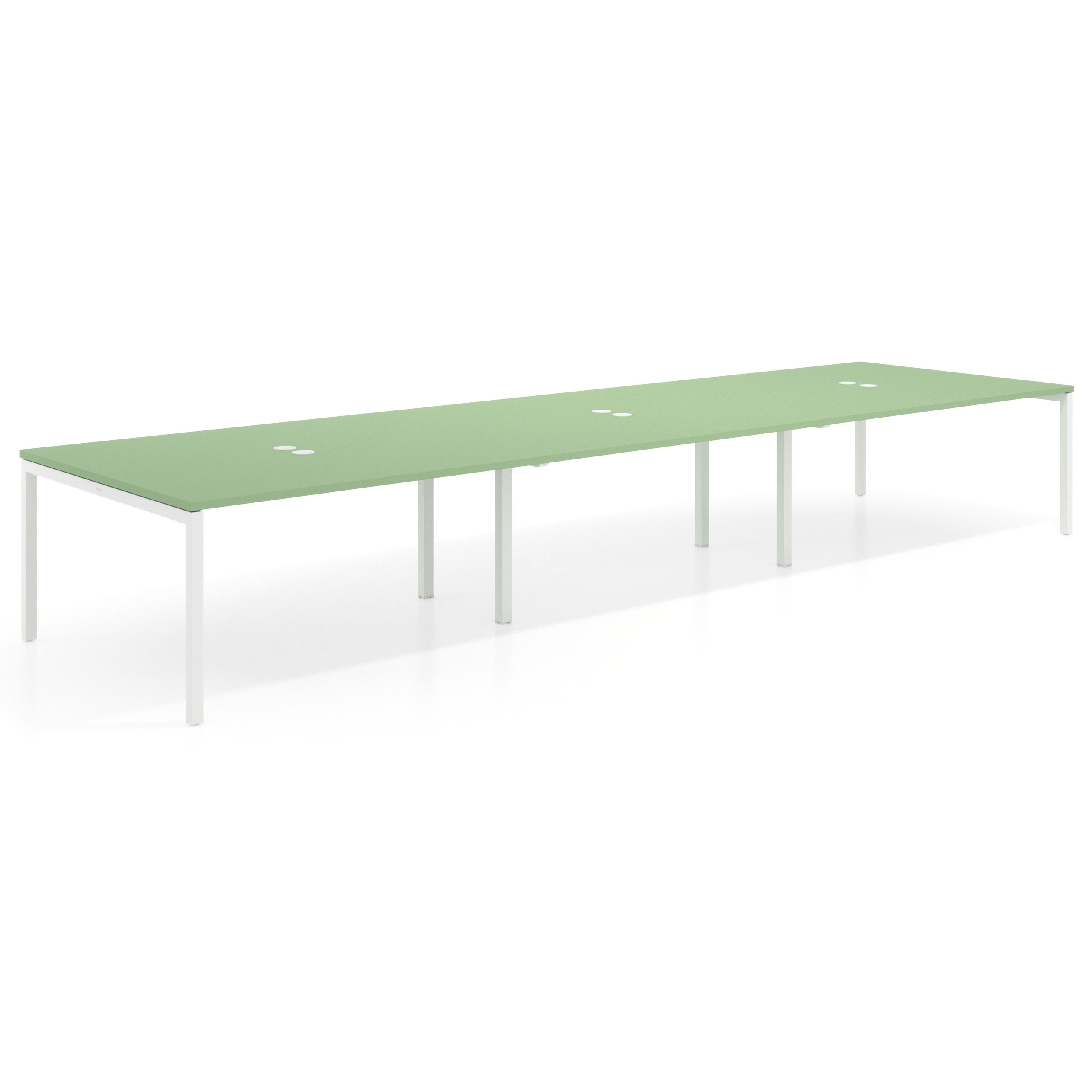 mesa multipuesto 360x142 verde talco kube mesa coworking triple fondo 142cm recto 1