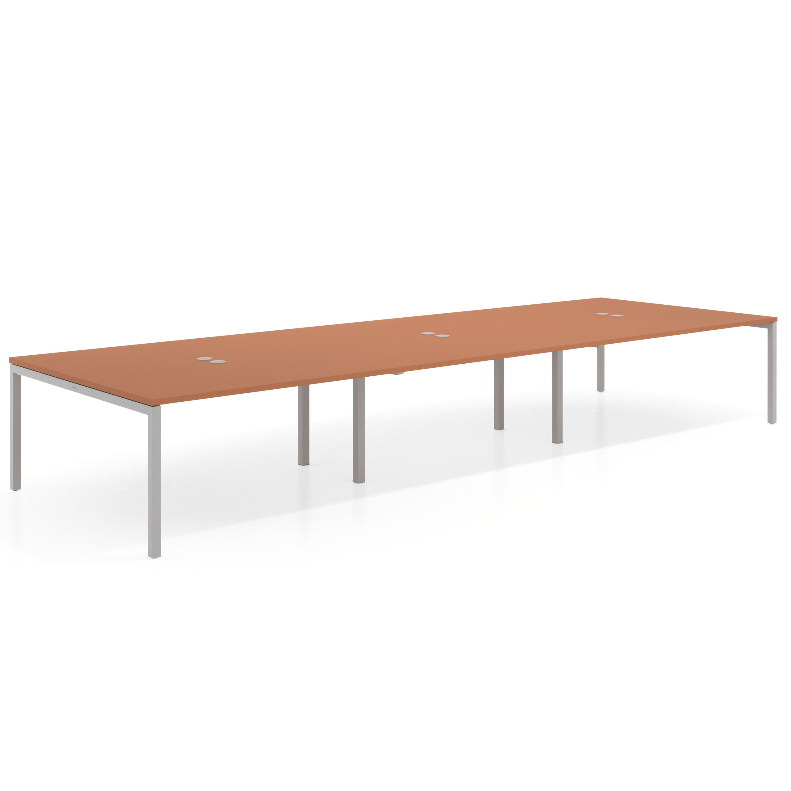 mesa multipuesto 360x166 terracota kube mesa coworking triple fondo 166cm recto 1