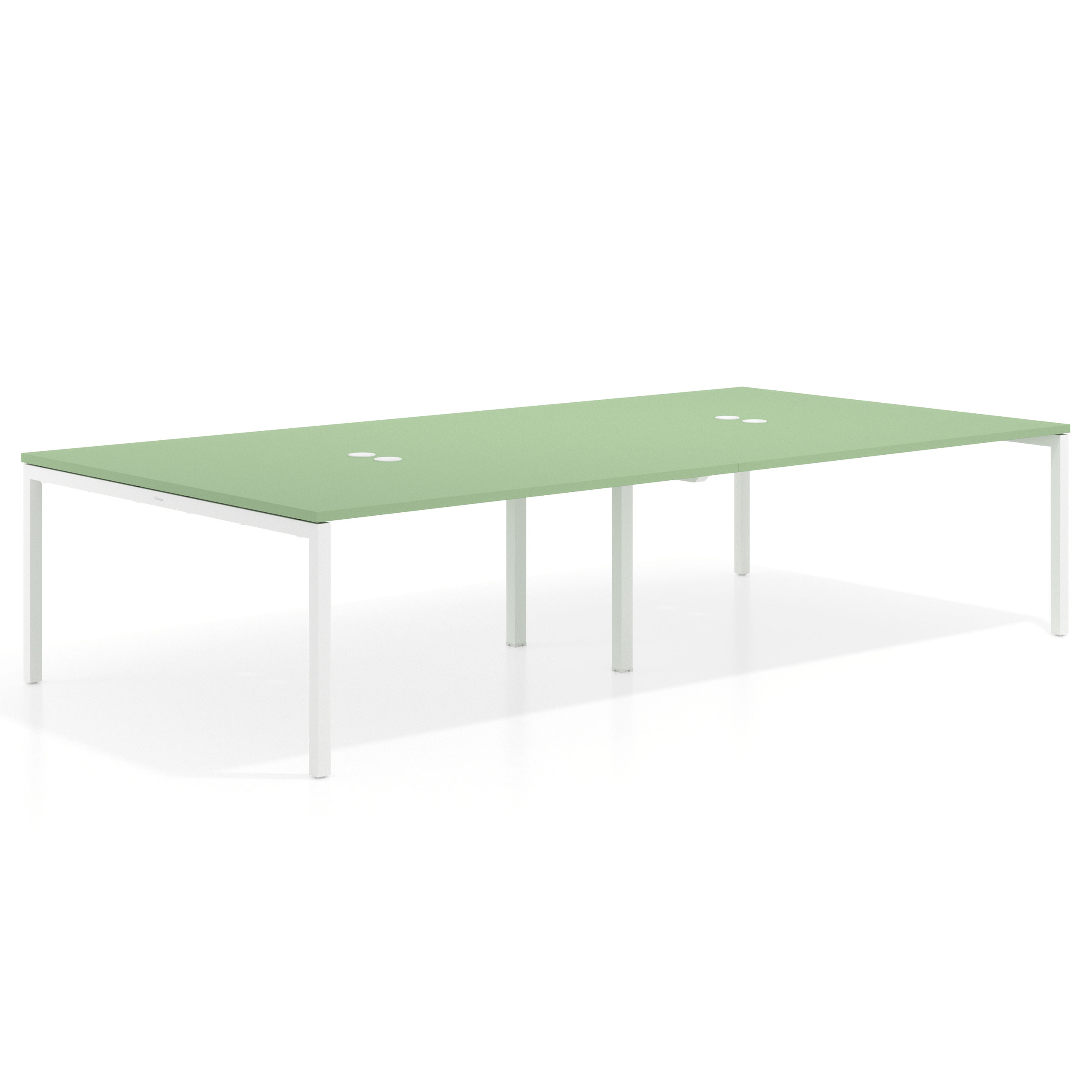 mesa multipuesto 240x166 verde talco kube mesa coworking doble fondo 166cm recto 1