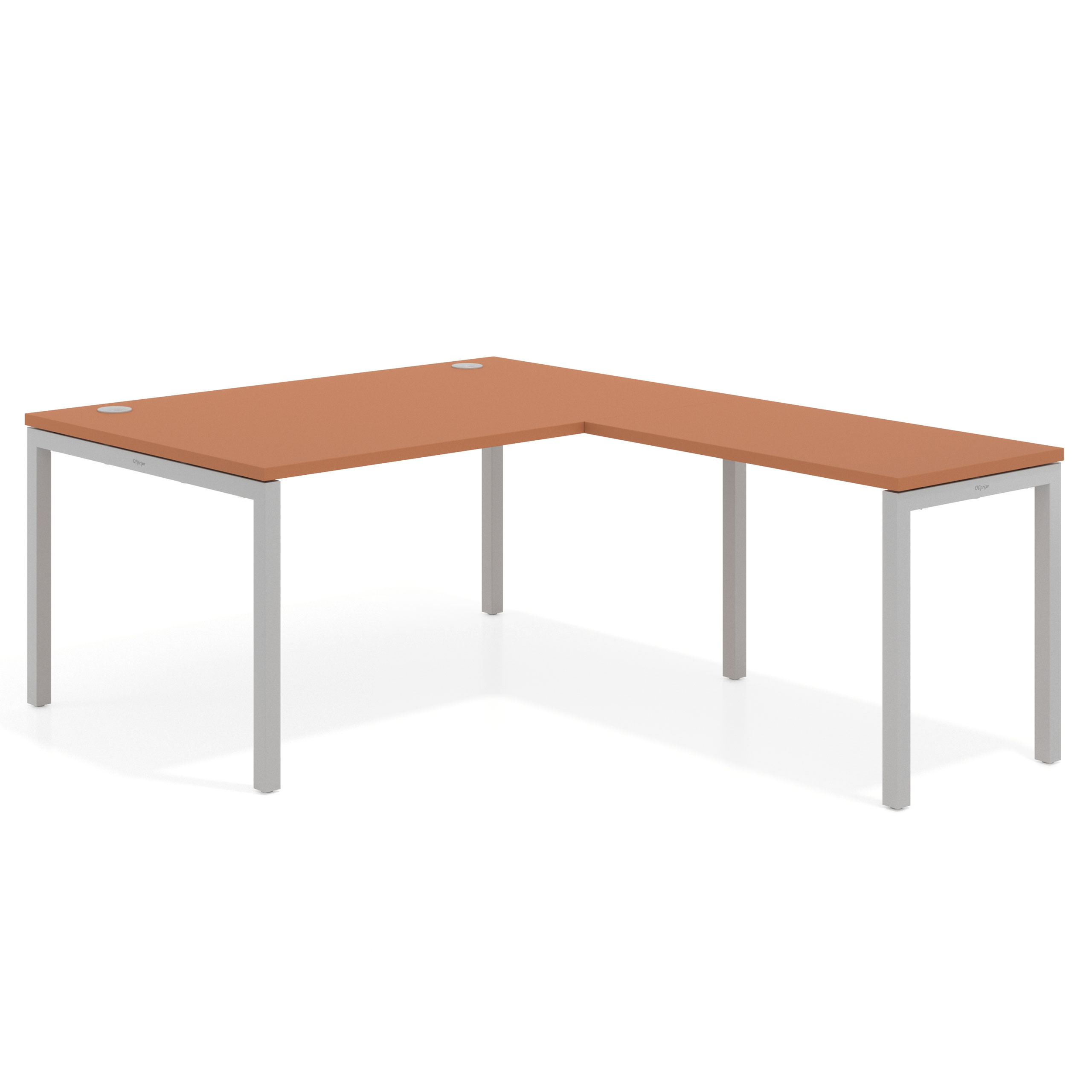 mesa en l 140x200 terracota kube mesa fondo 100cm con ala recto 1