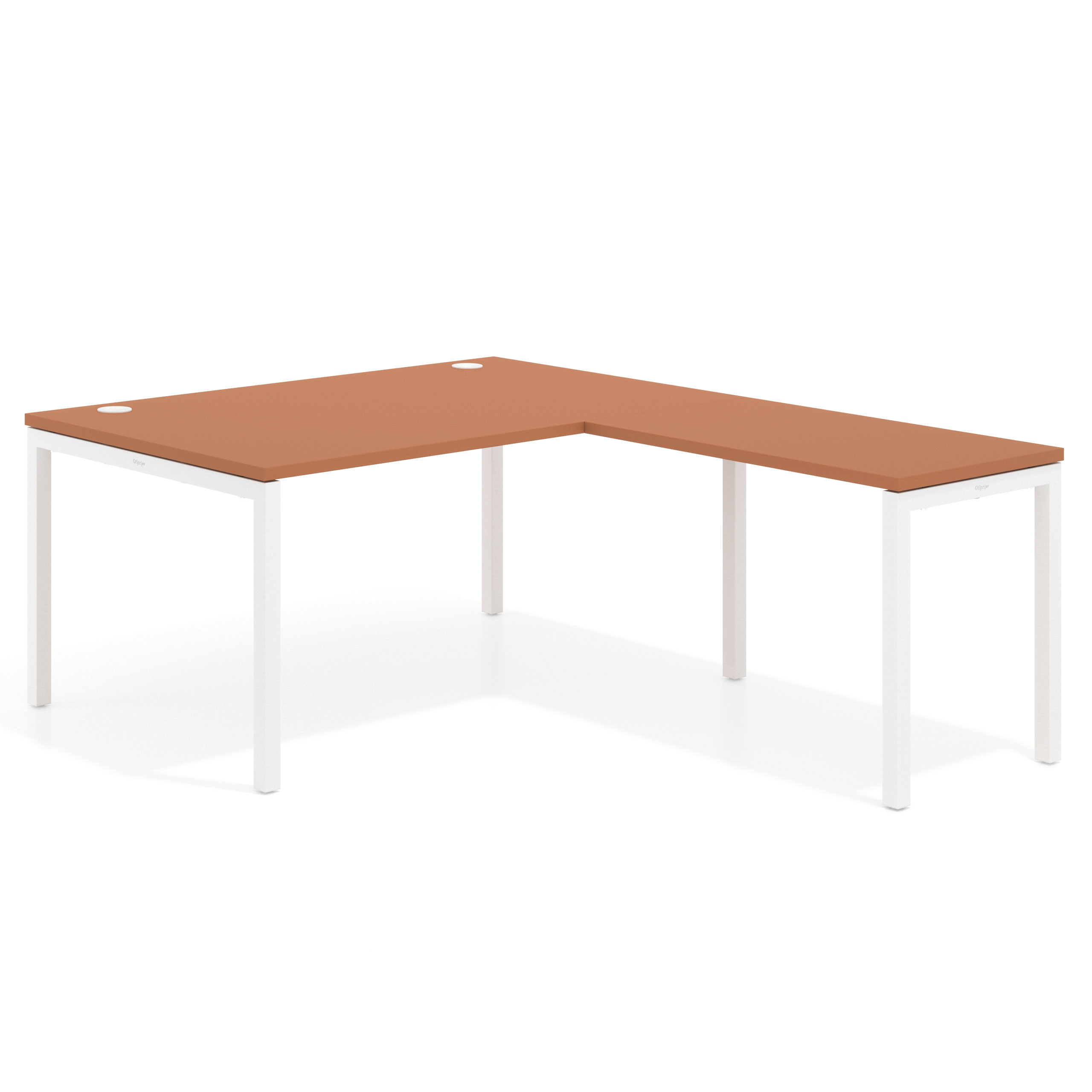 mesa en l 140x200 terracota kube mesa fondo 100cm con ala recto 1