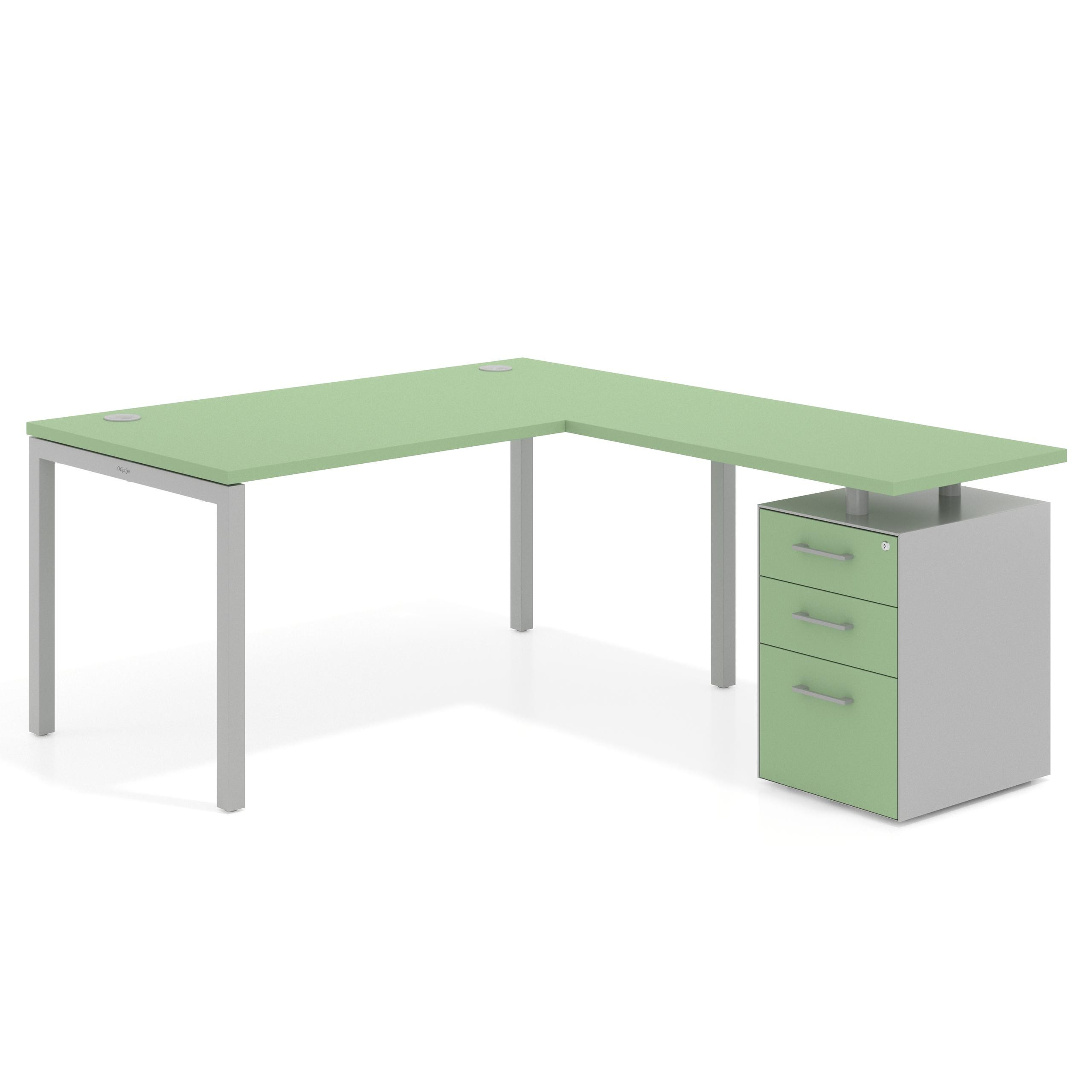 mesa en l 140x180 verde talco kube mesa en l fondo 80 frontales melamina recto 1
