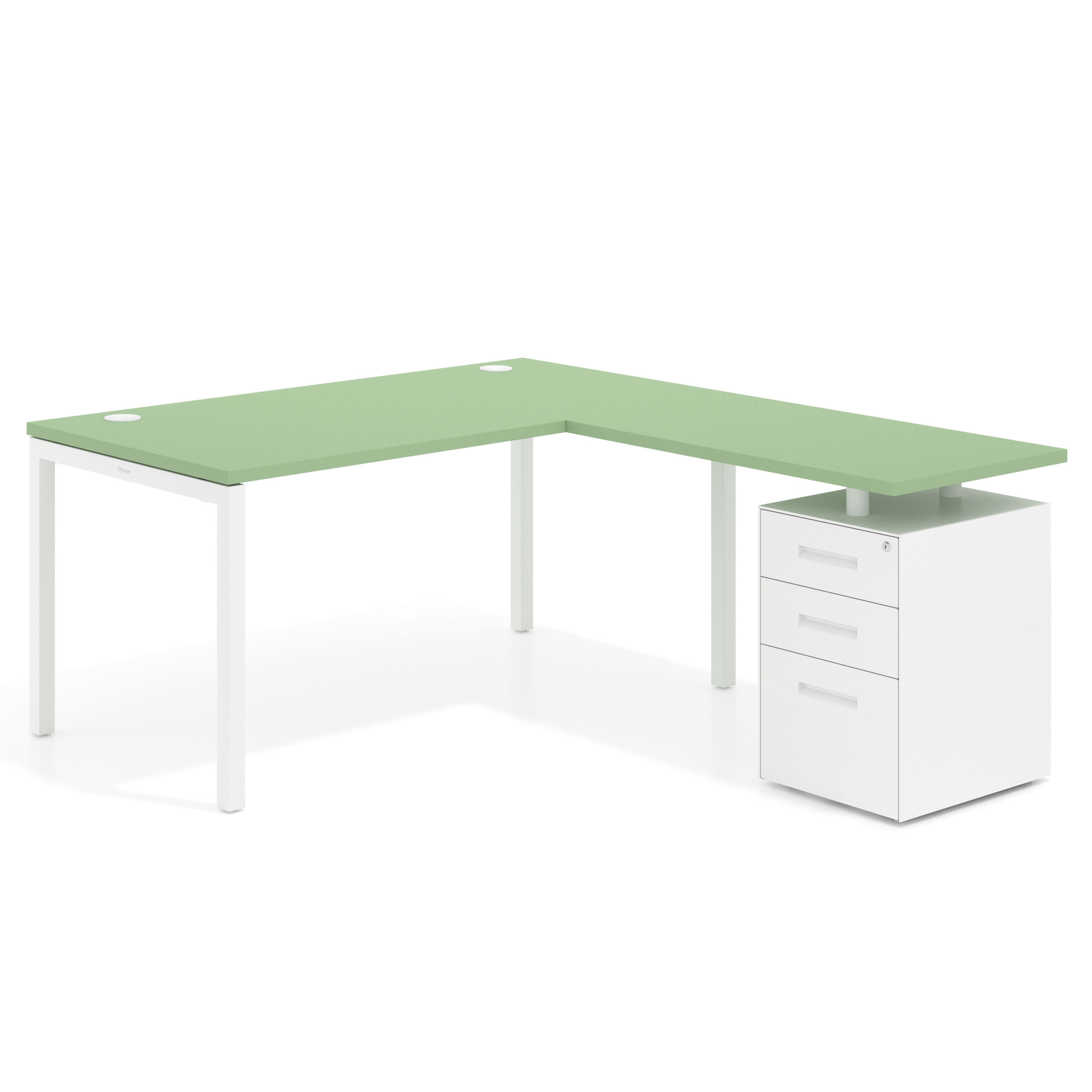 mesa en l 140x180 verde talco kube mesa en l fondo 80 frontales metal recto 1