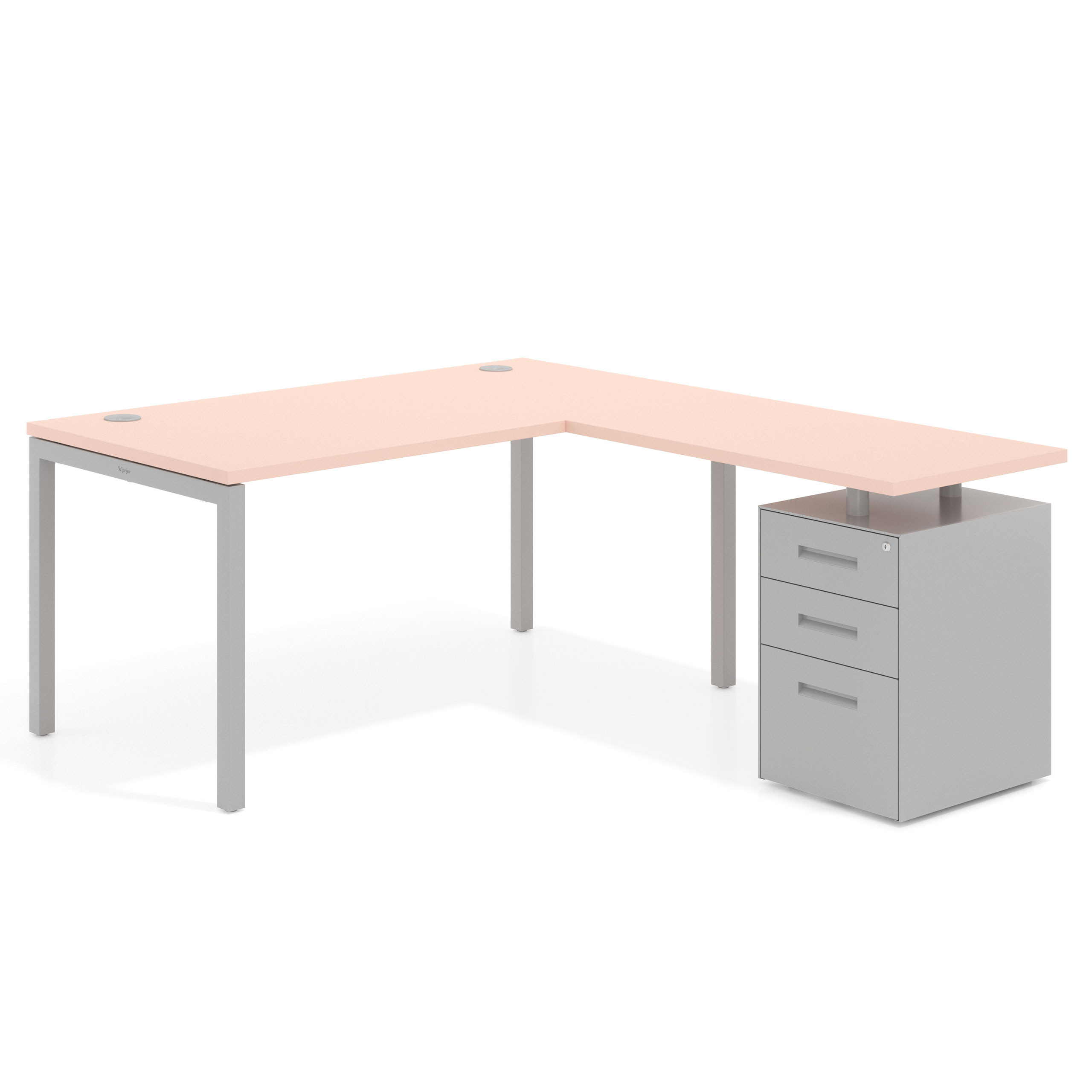 mesa en l 140x180 rosa nube kube mesa en l fondo 80 frontales metal recto 1