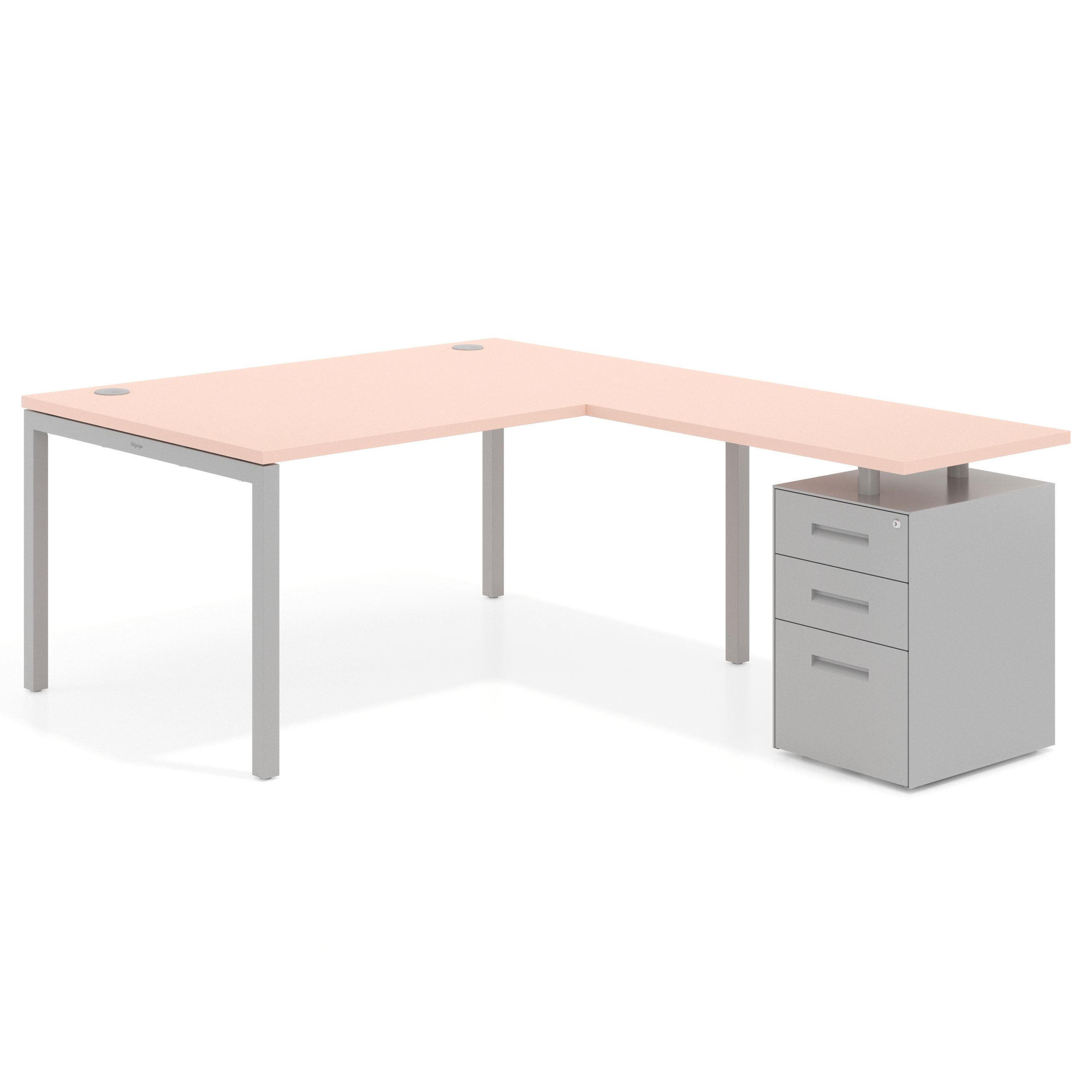 mesa en l 140x200 rosa nube kube mesa en l fondo 100 frontales metal recto 1