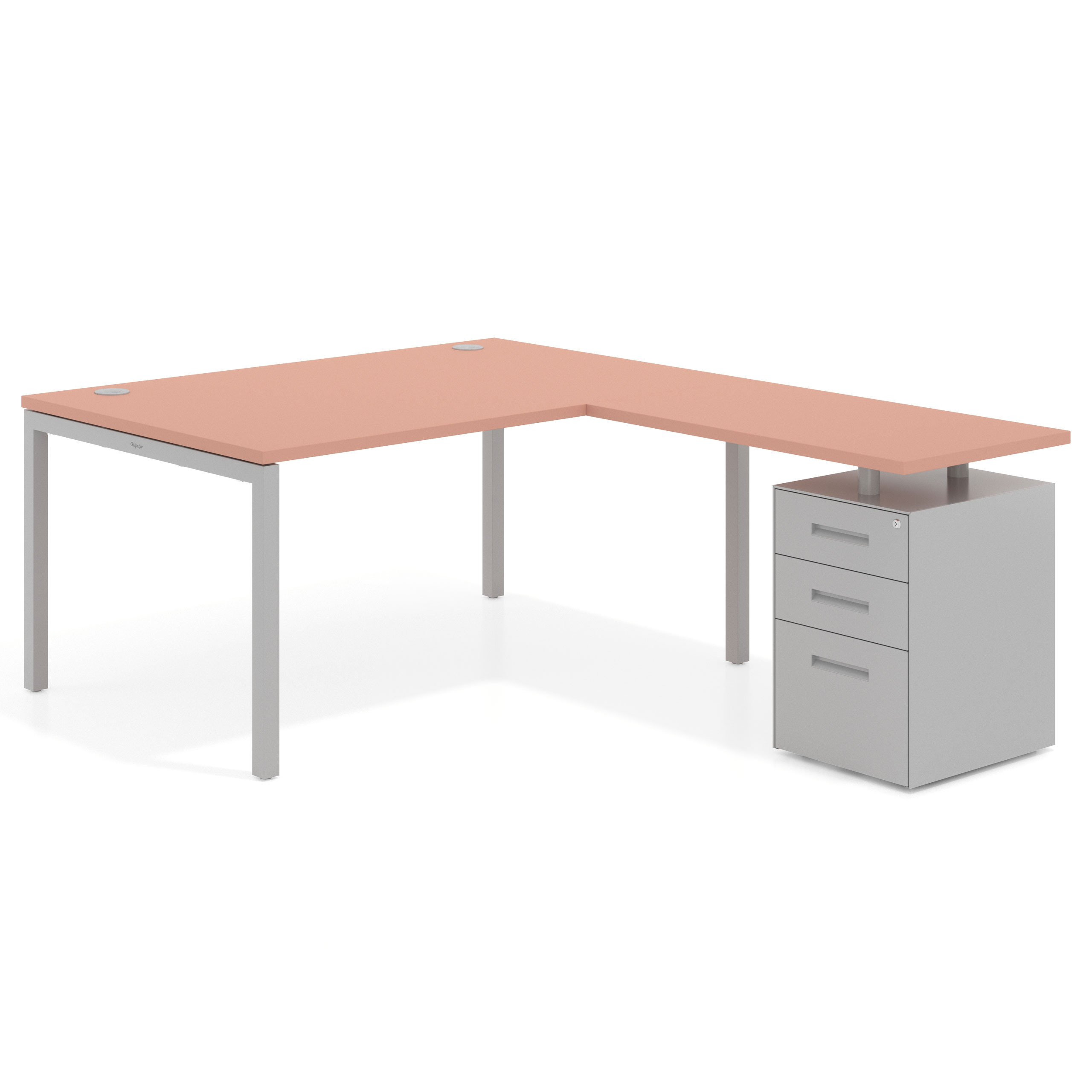 mesa en l 140x200 rosa talco kube mesa en l fondo 100 frontales metal recto 1