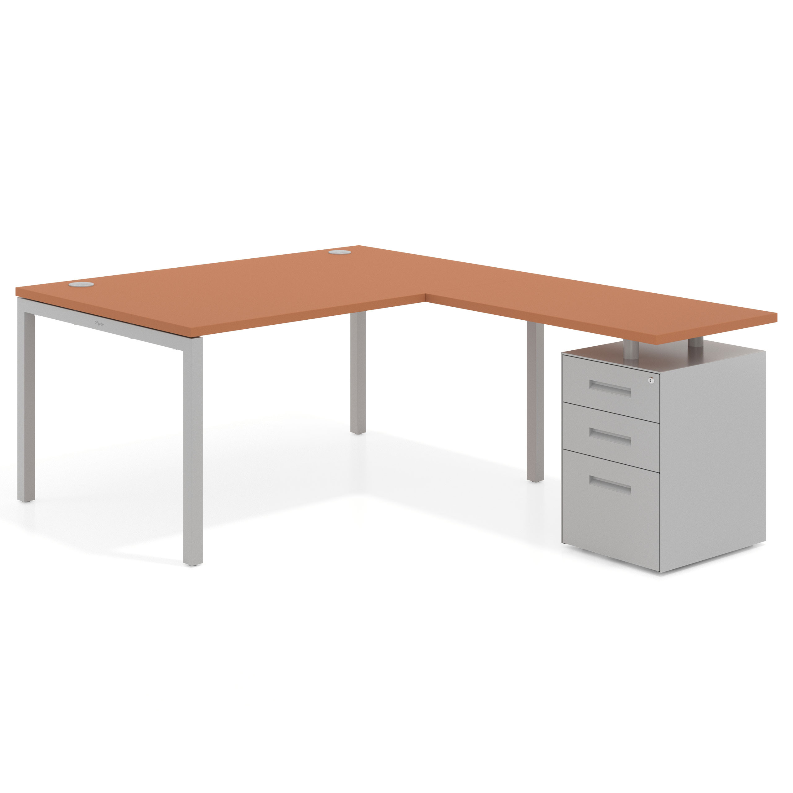 mesa en l 200x200 terracota kube mesa en l fondo 100 frontales metal recto 1