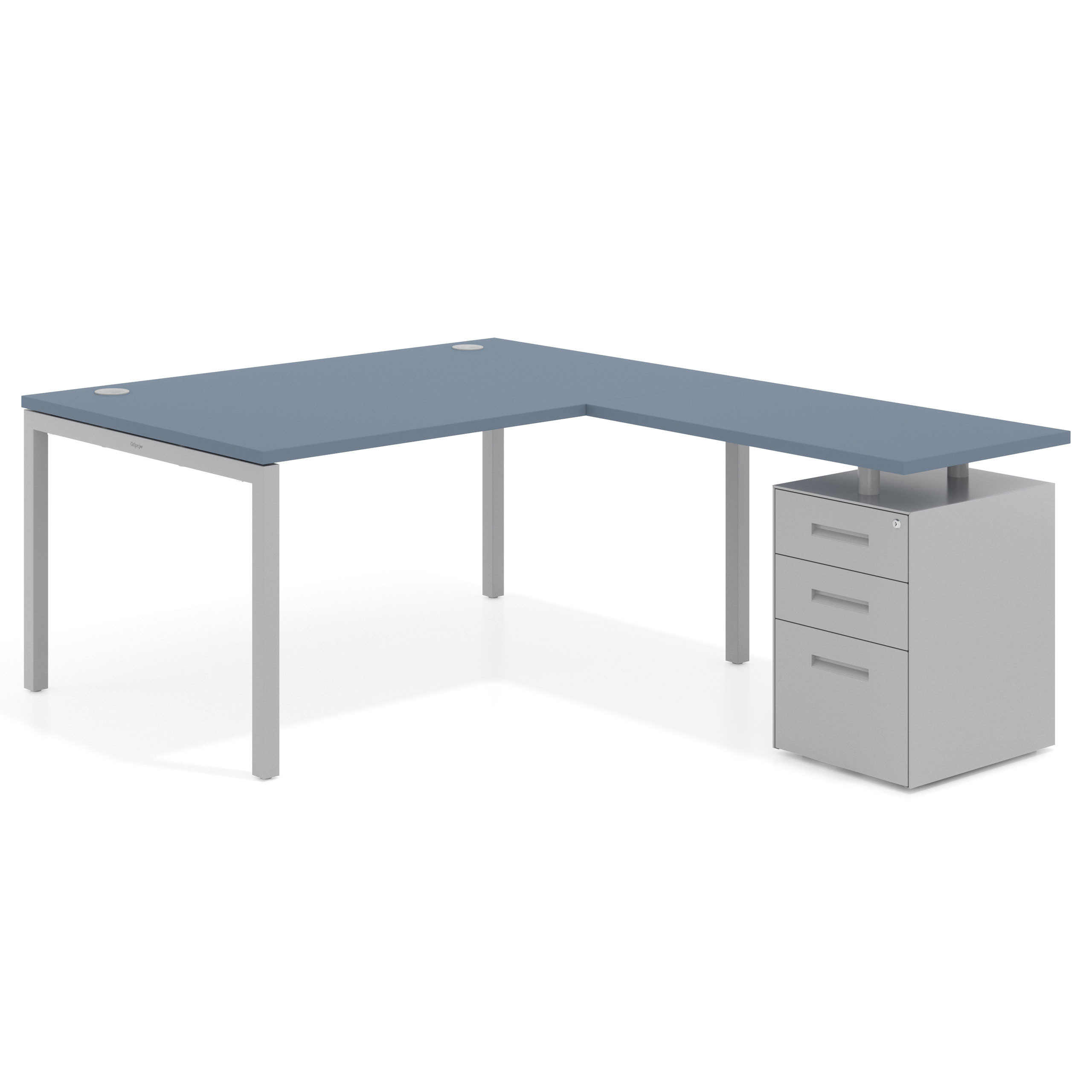 mesa en l 140x200 azul talco kube mesa en l fondo 100 frontales metal recto 1