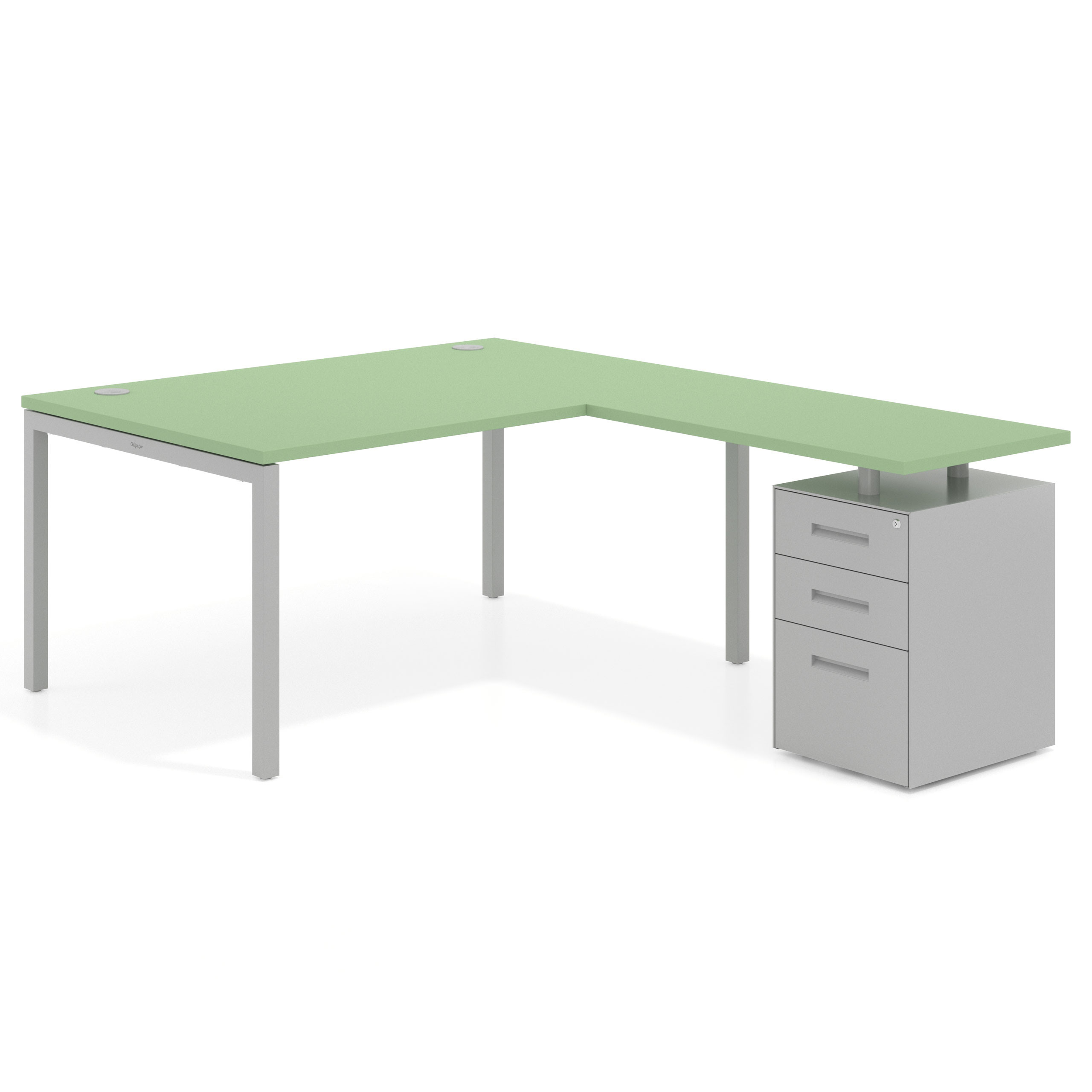 mesa en l 140x200 verde talco kube mesa en l fondo 100 frontales metal recto 1