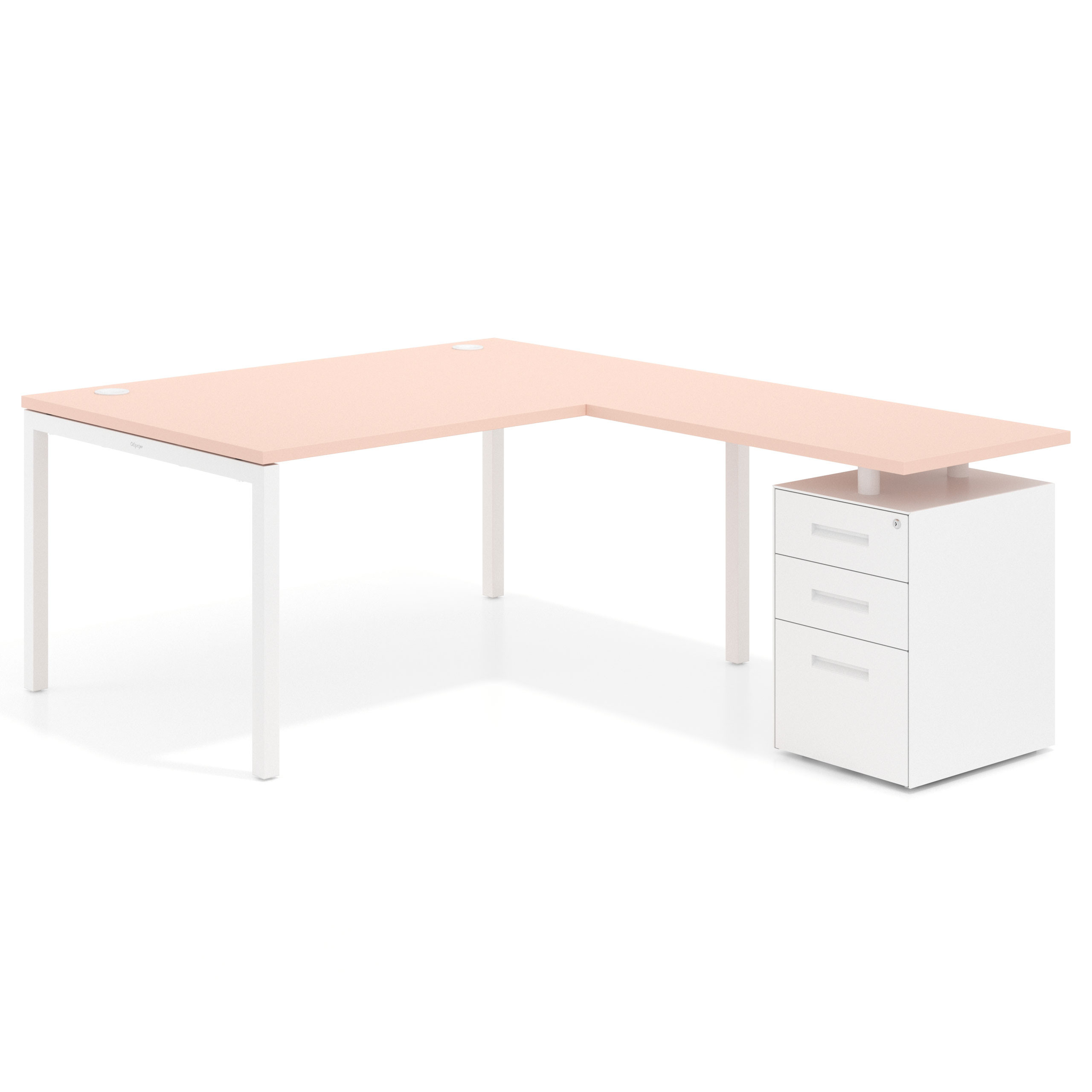 mesa en l 140x200 rosa nube kube mesa en l fondo 100 frontales metal recto 1