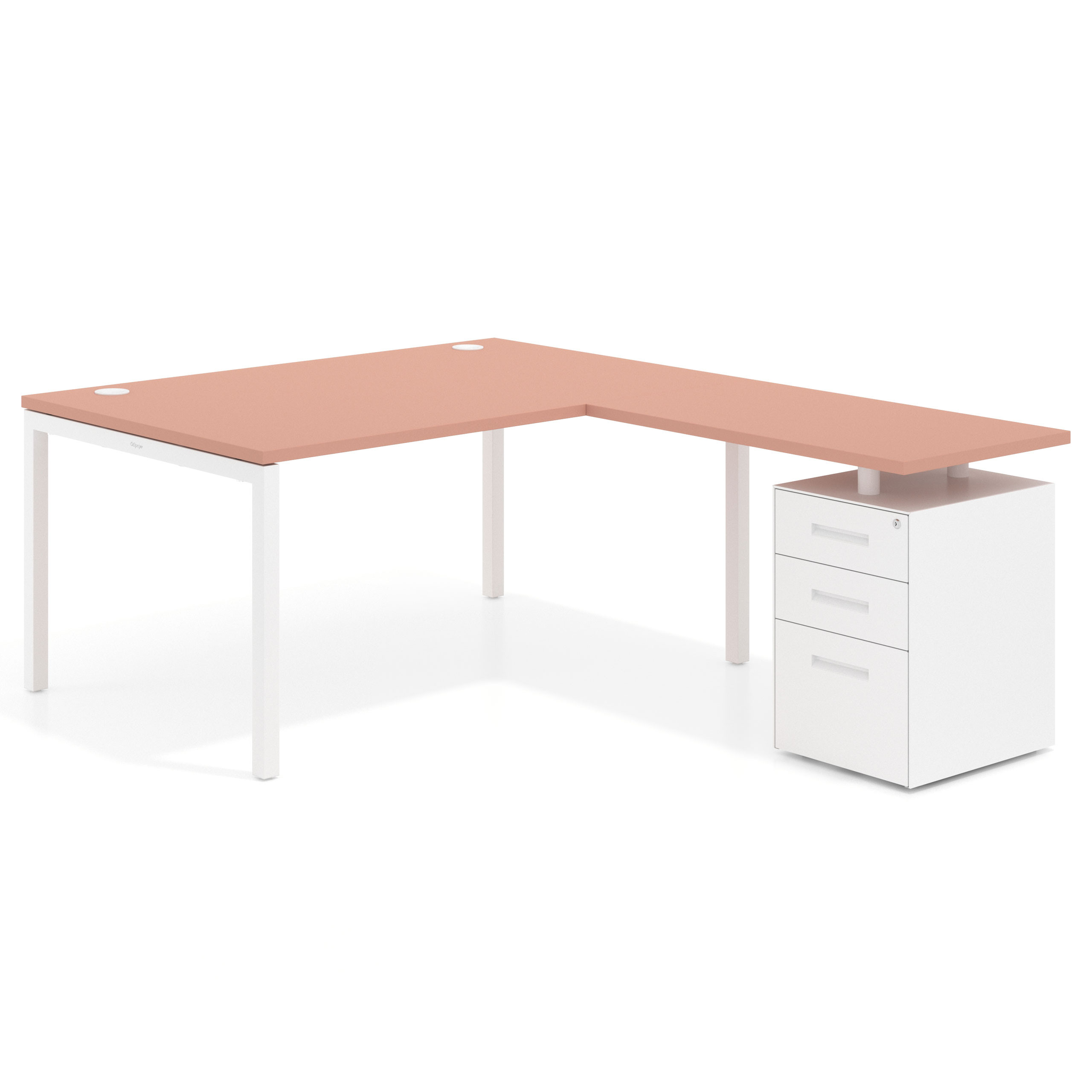 mesa en l 140x200 rosa talco kube mesa en l fondo 100 frontales metal recto 1