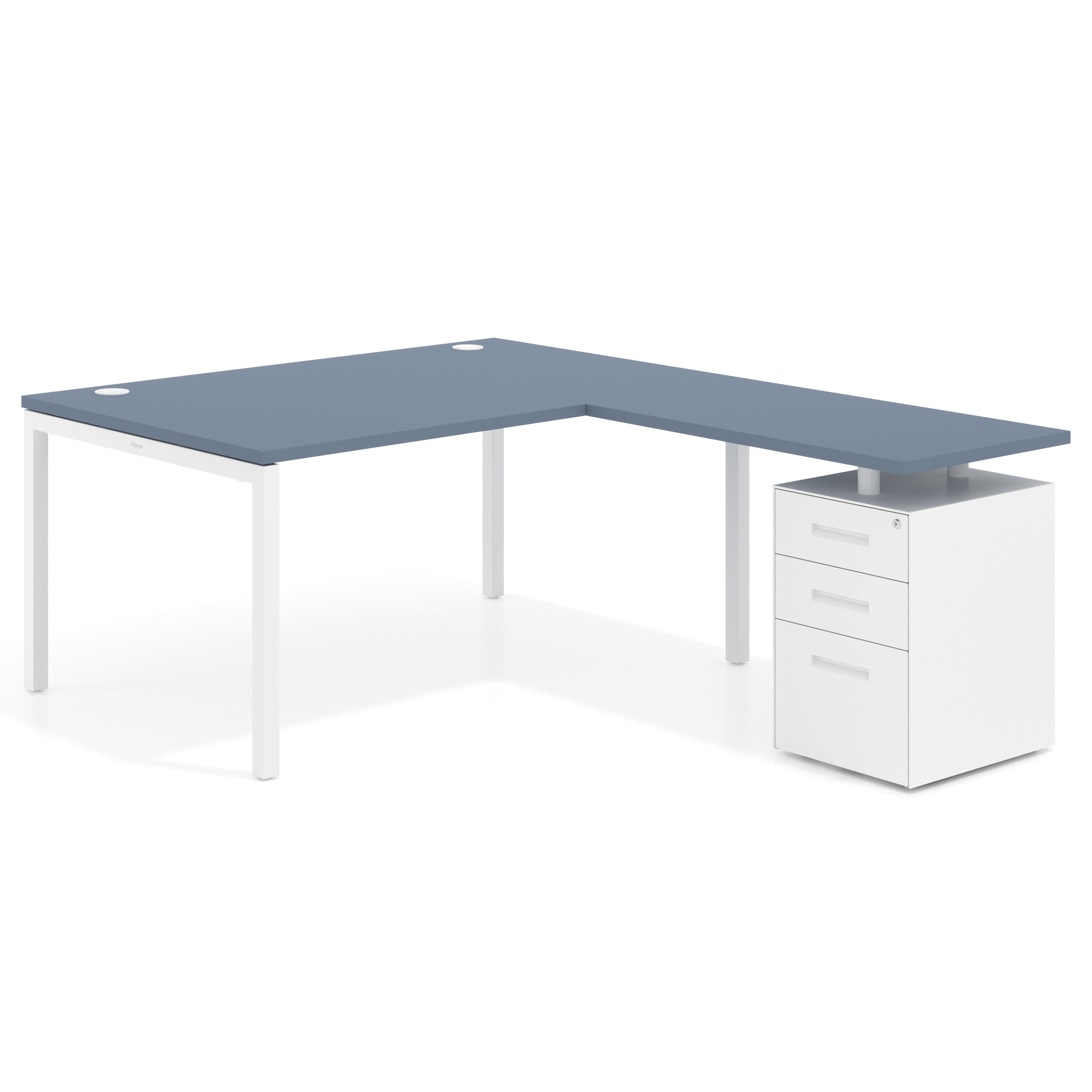 mesa en l 140x200 azul talco kube mesa en l fondo 100 frontales metal recto 1