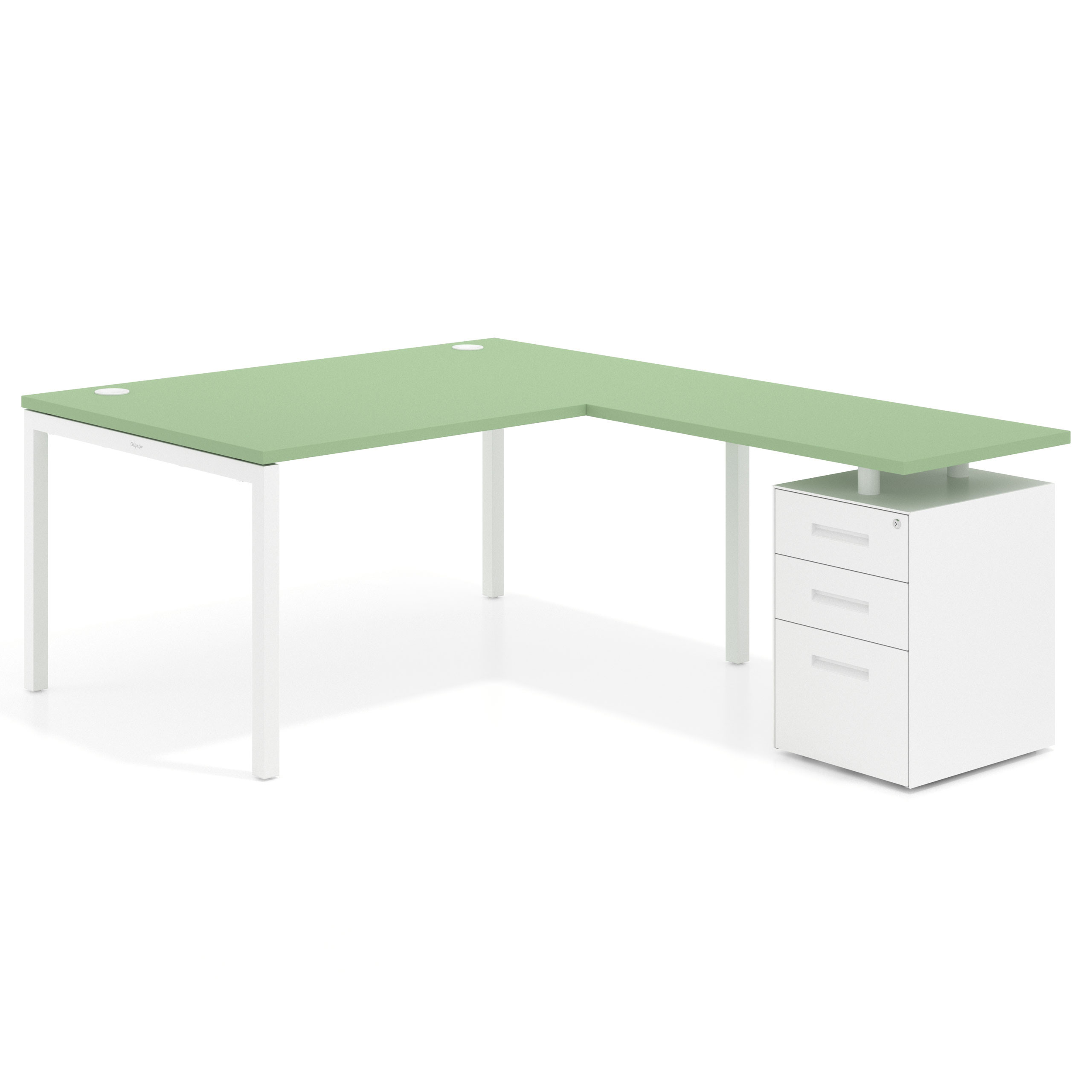 mesa en l 140x200 verde talco kube mesa en l fondo 100 frontales metal recto 1