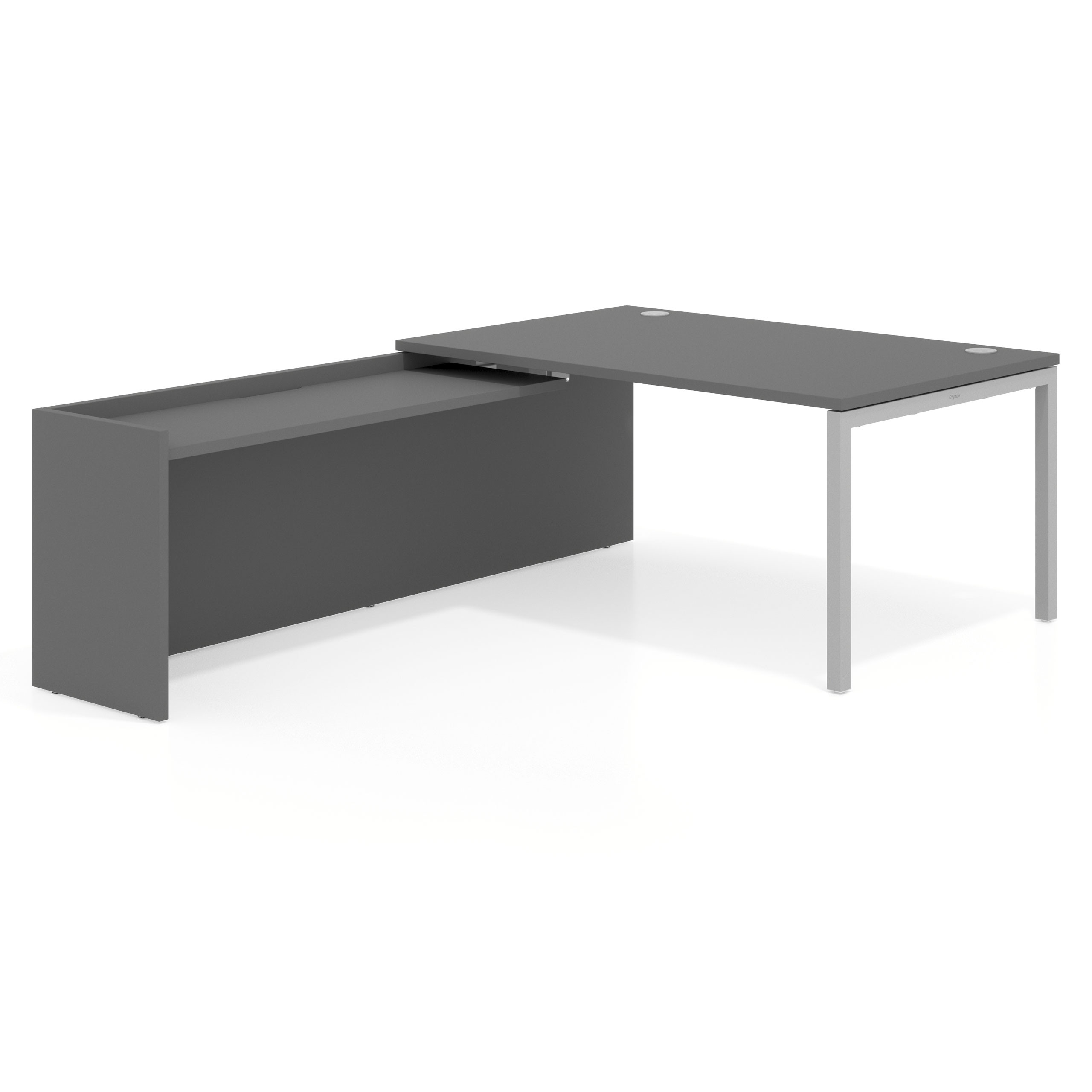 mesa en l 160x225 gris tormenta kube mesa con ala fondo 100cm recto 1