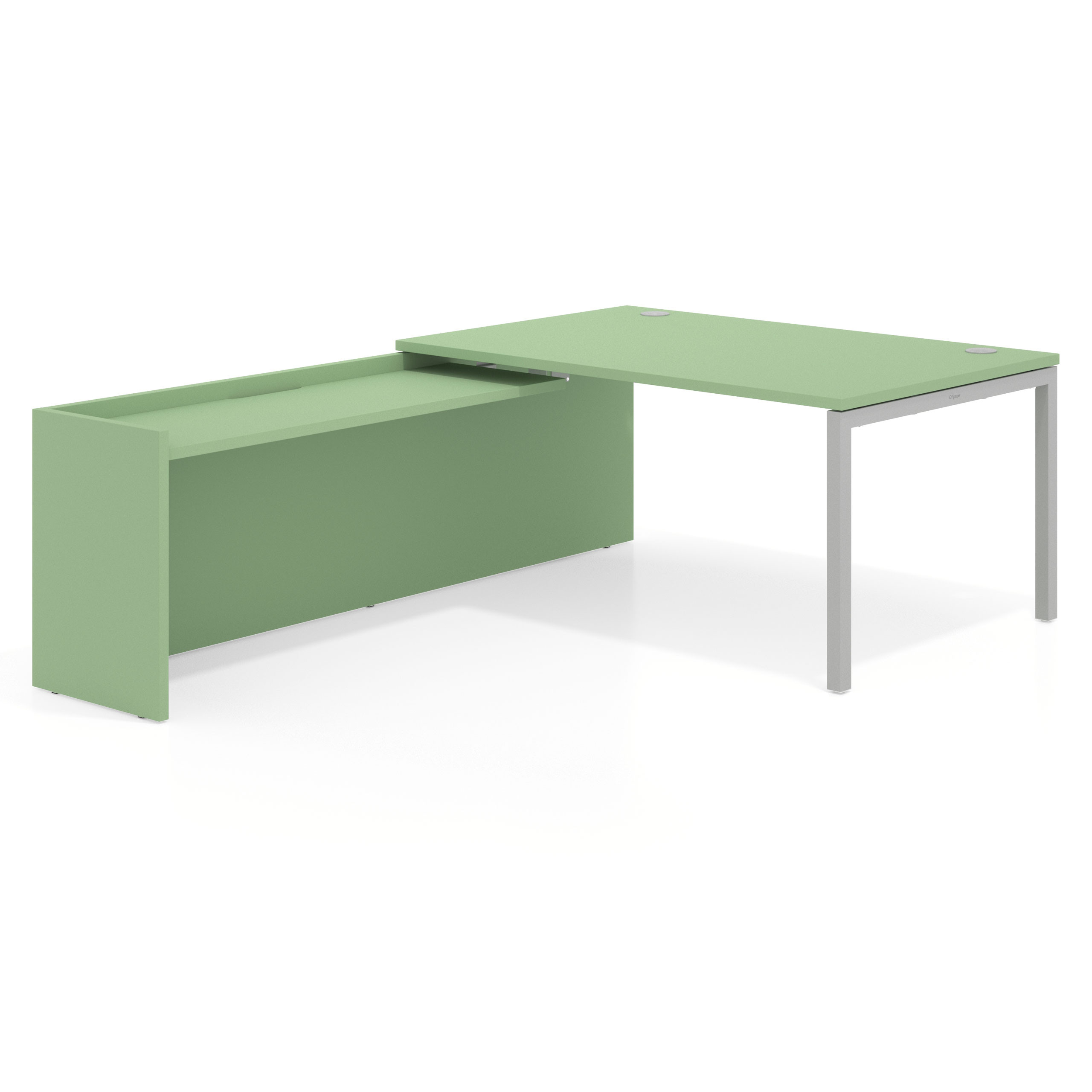 mesa en l 160x225 verde talco kube mesa con ala fondo 100cm recto 1