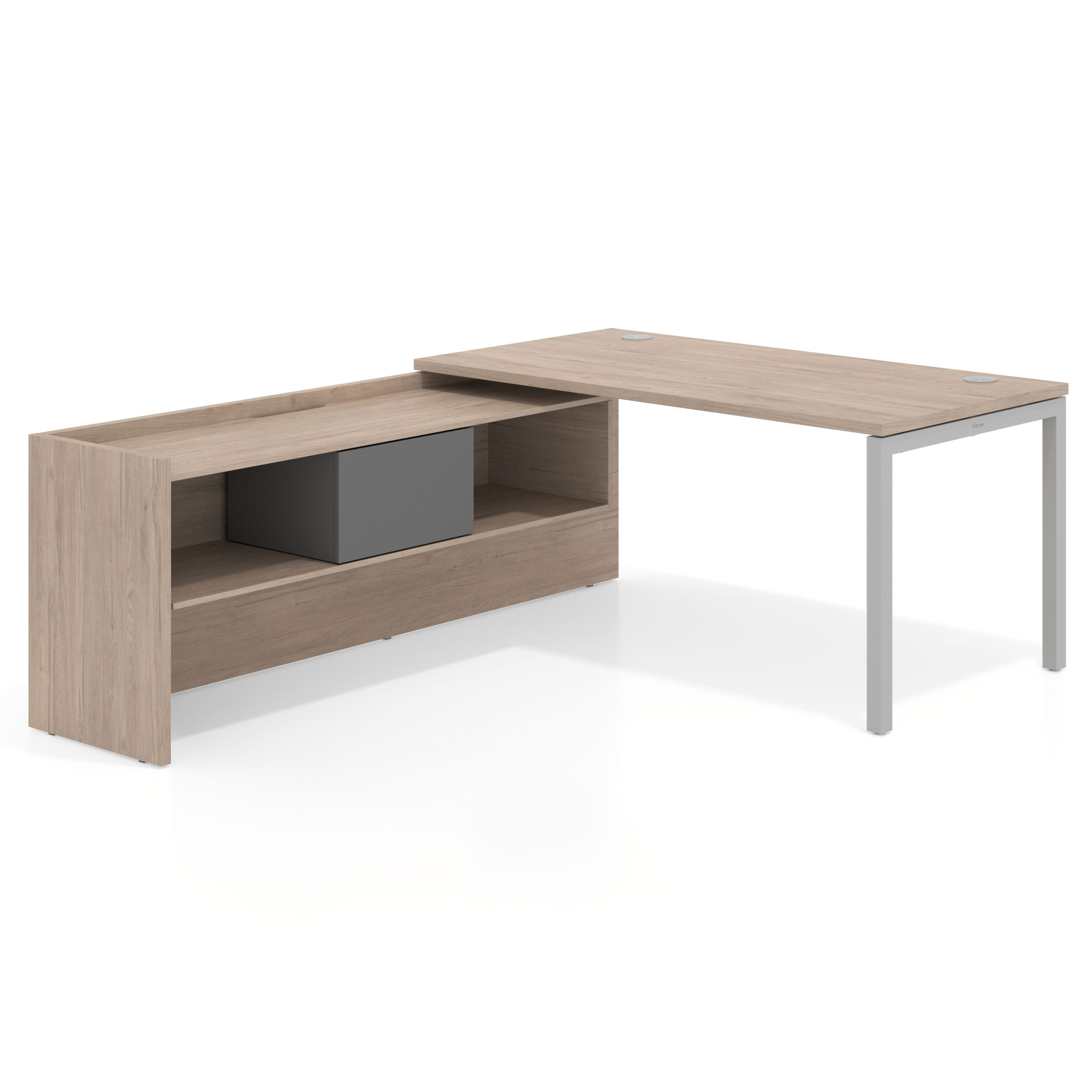 mesa en l 140x205 sahara kube mesa con ala pedestal fondo 80cm recto 1