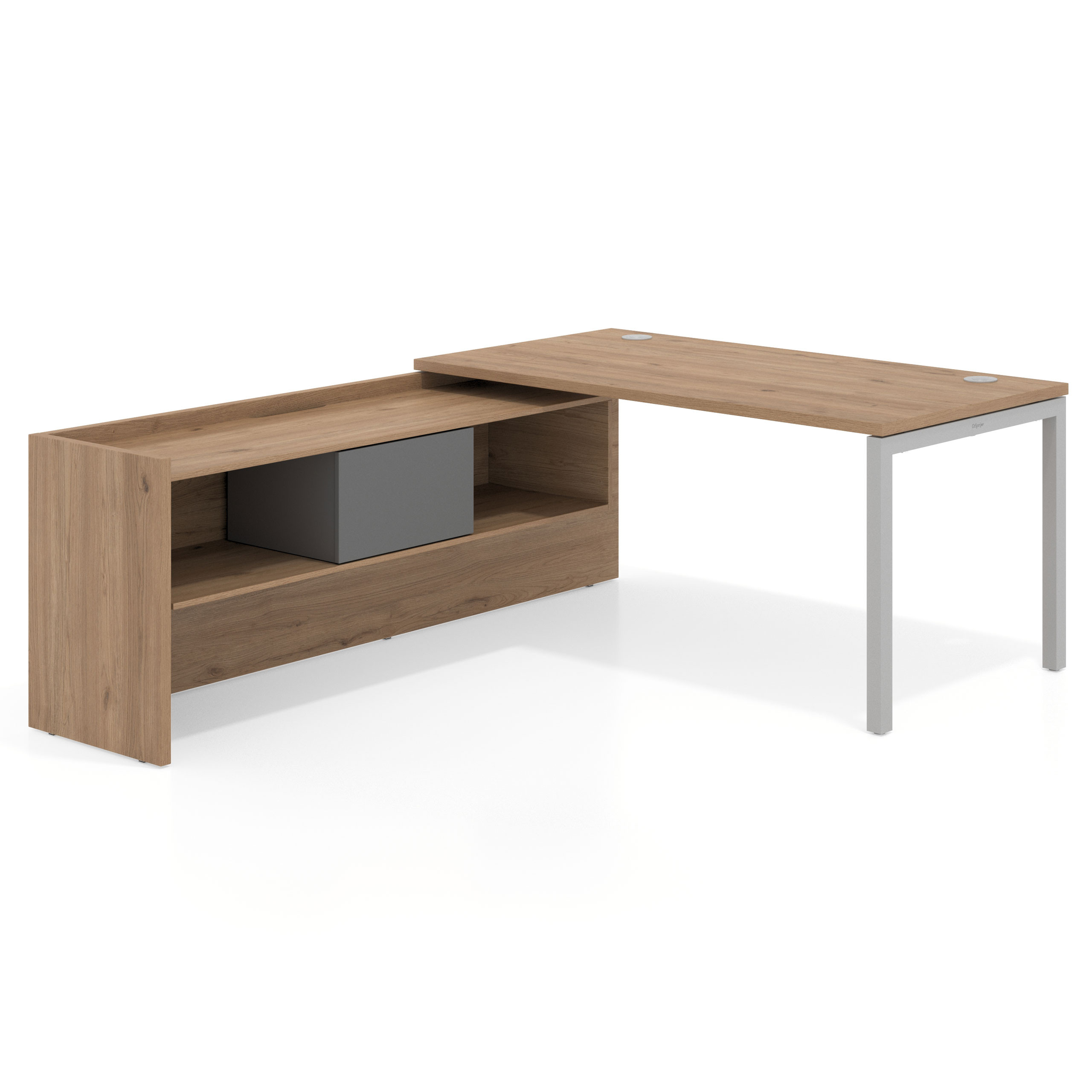 mesa en l 140x205 naturale kube mesa con ala pedestal fondo 80cm recto 1