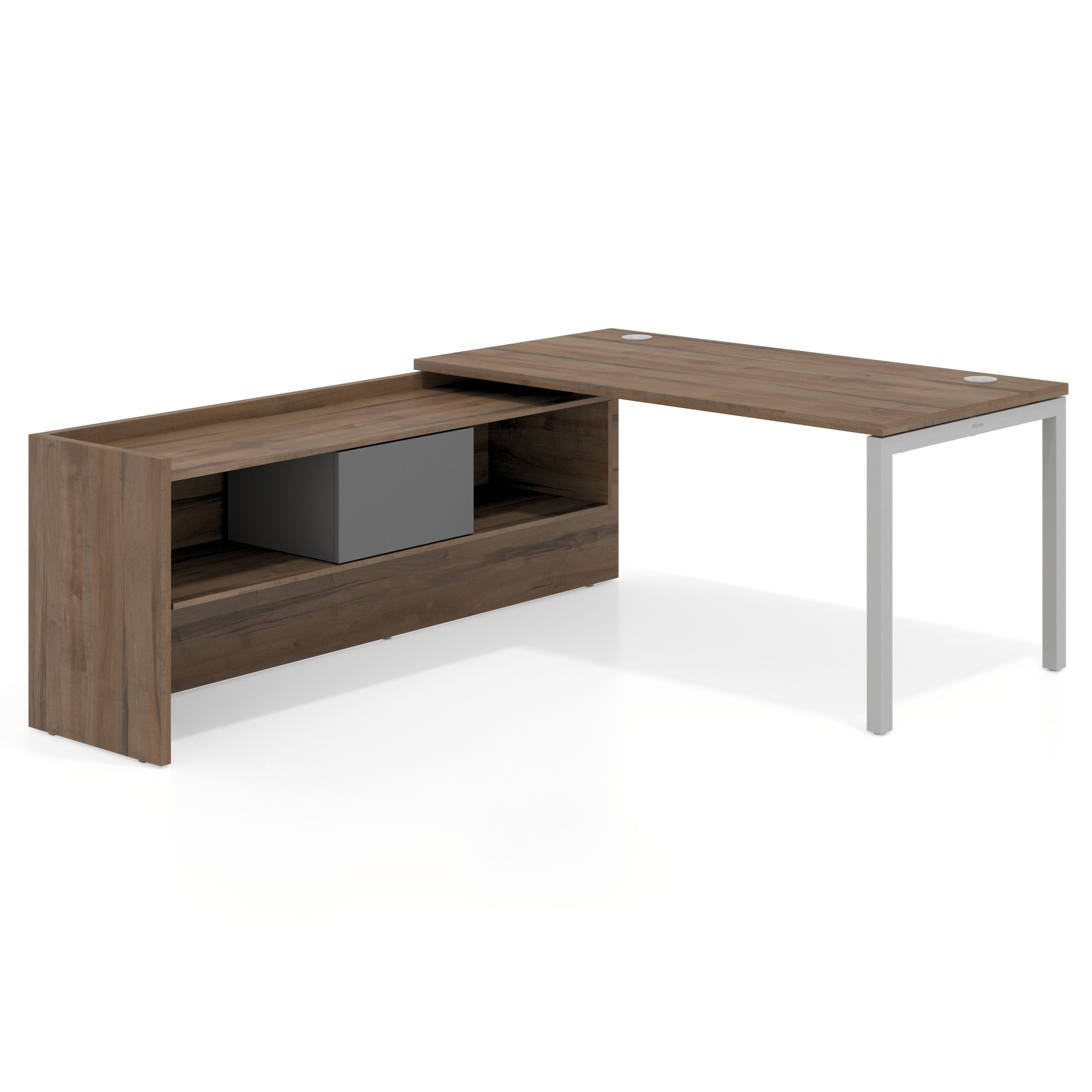 mesa en l 140x205 noce sabi kube mesa con ala pedestal fondo 80cm recto 1