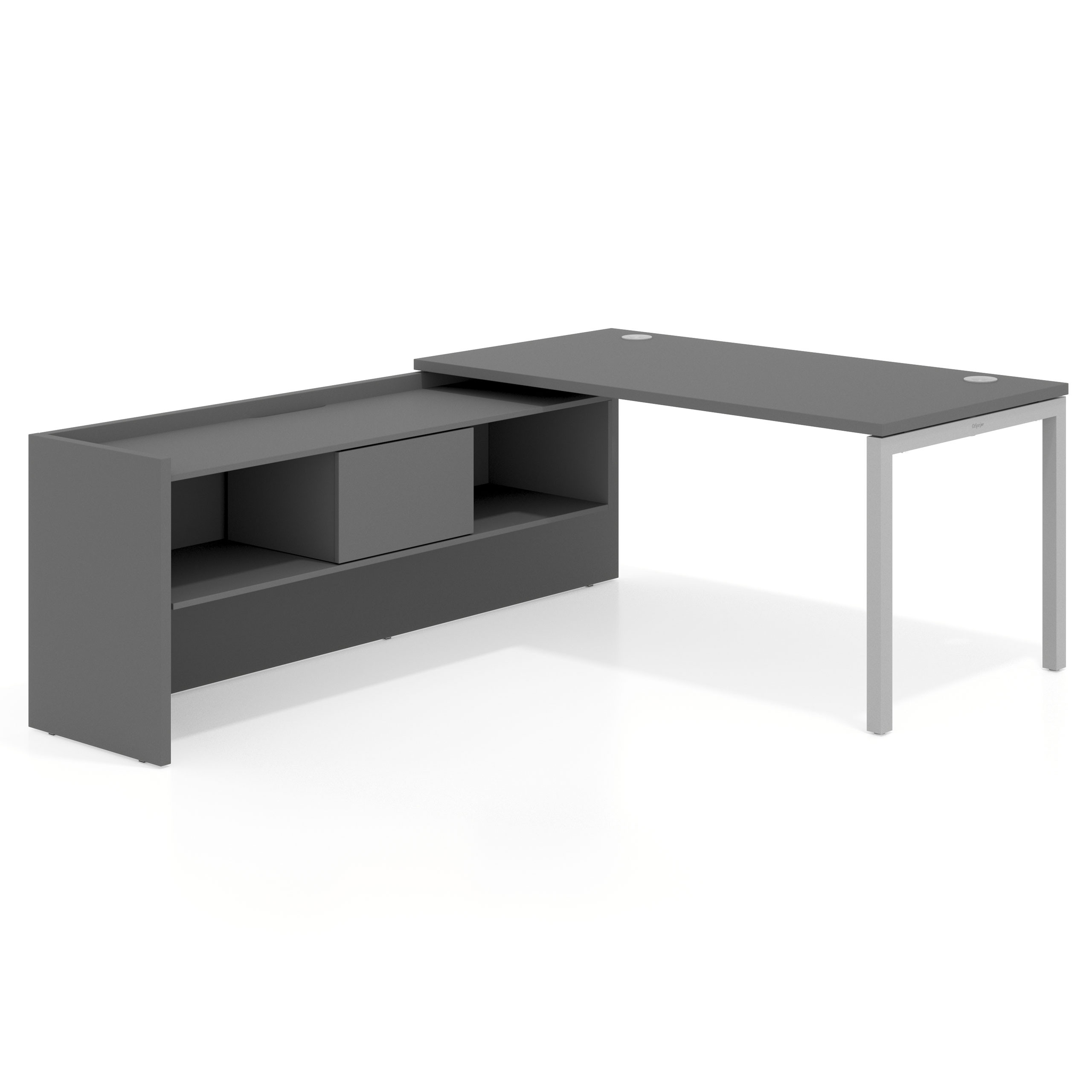 mesa en l 180x205 gris tormenta kube mesa con ala pedestal fondo 80cm recto 1