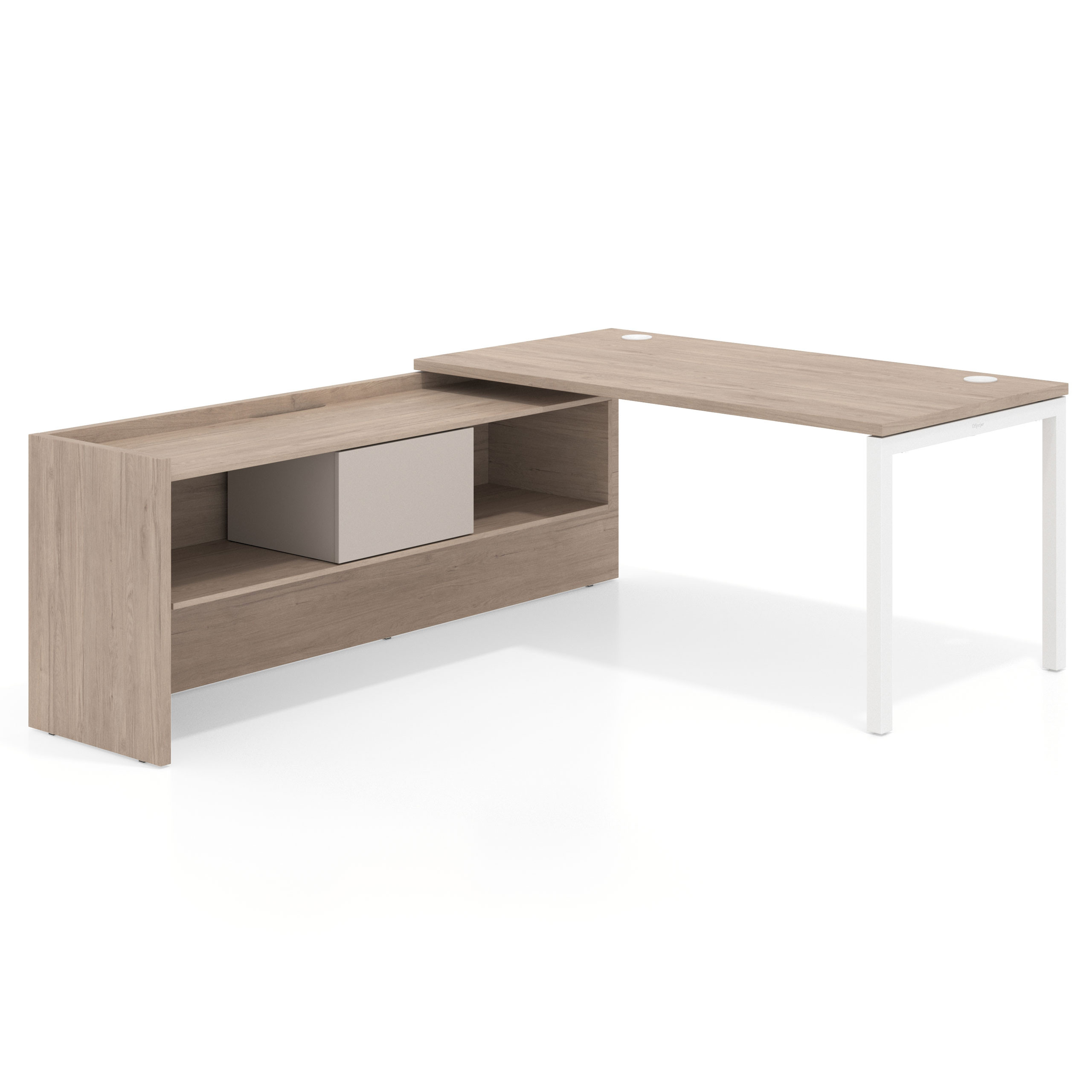 mesa en l 140x205 sahara kube mesa con ala pedestal fondo 80cm recto 1