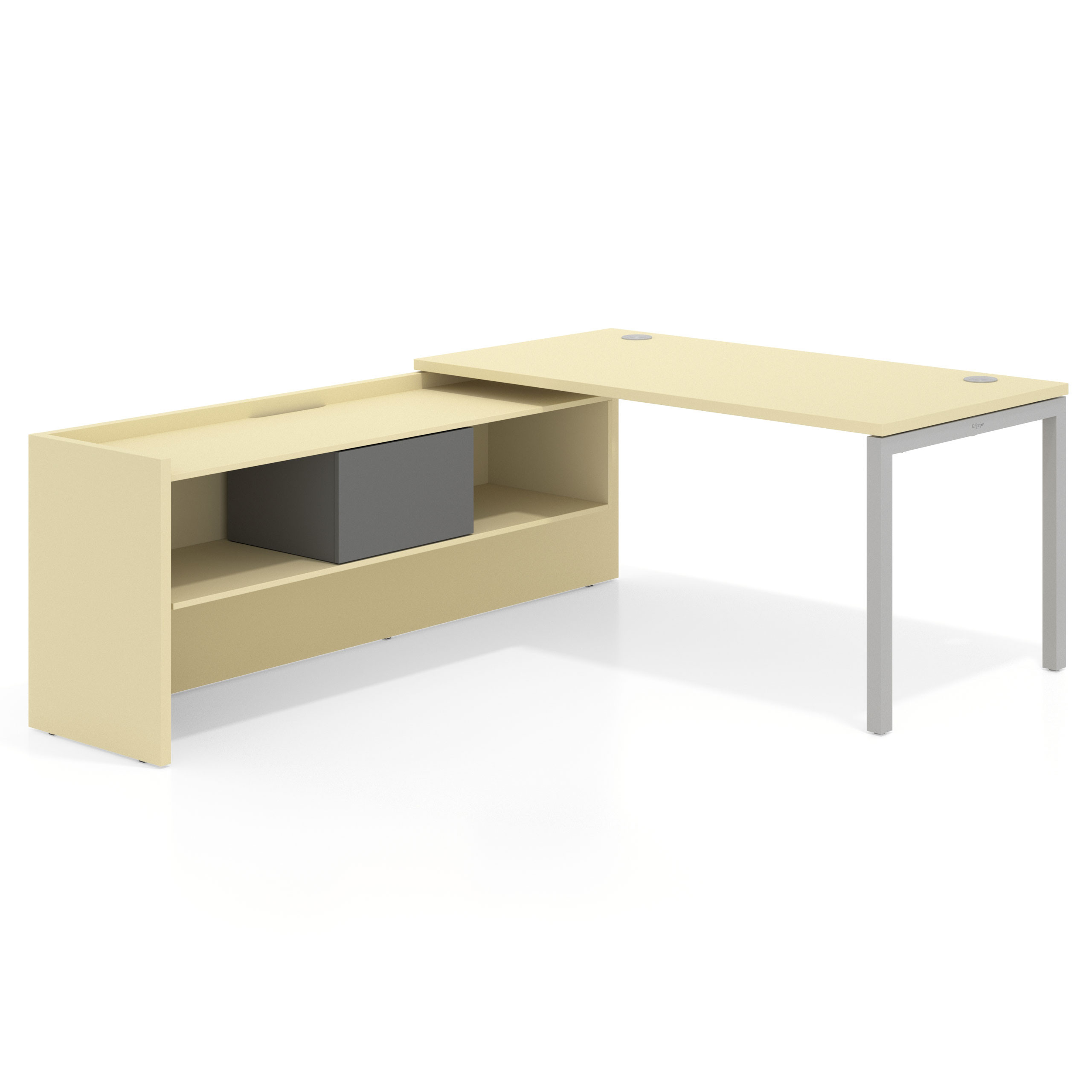 mesa en l 140x205 salvia kube mesa con ala pedestal fondo 80cm recto 1