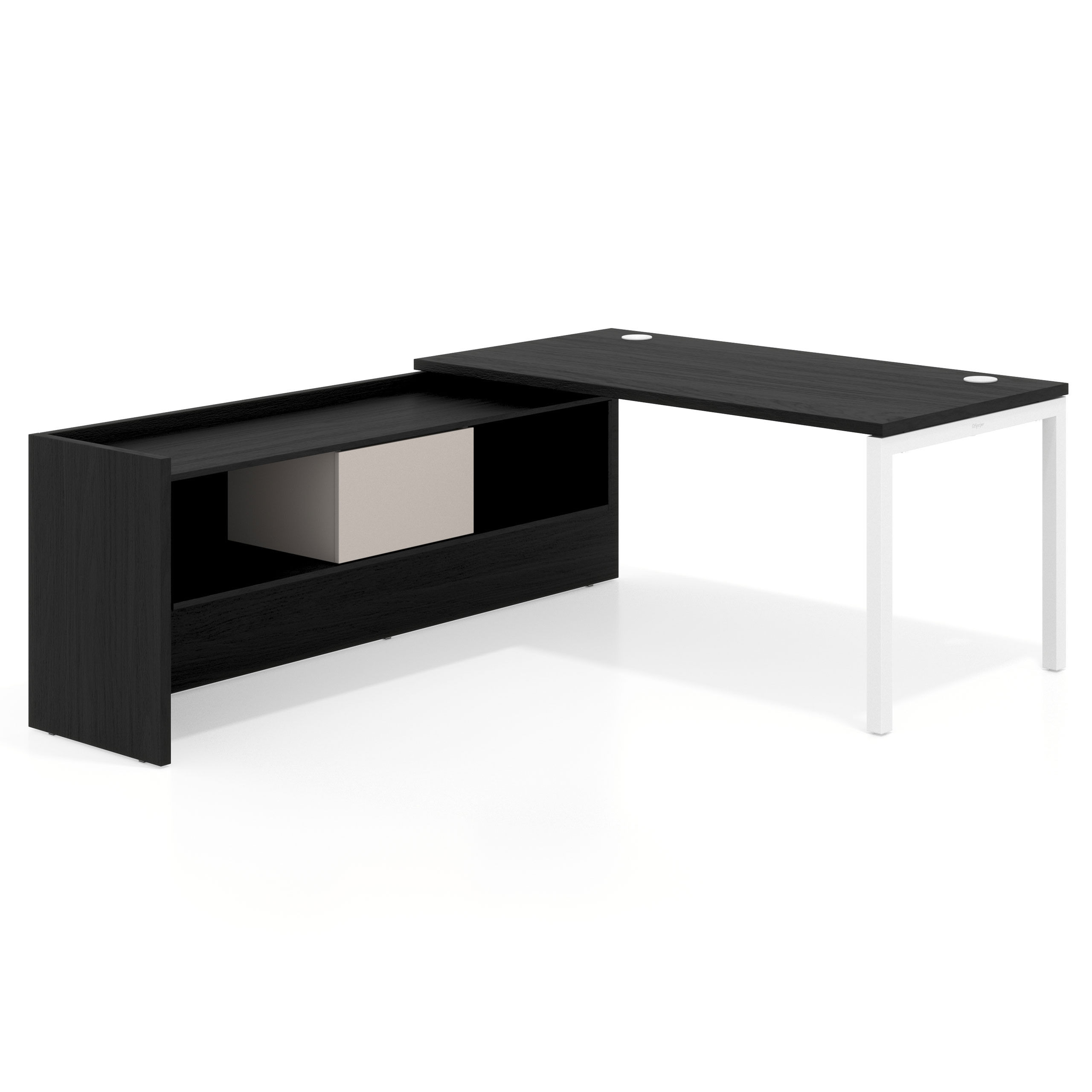 mesa en l 140x205 bocamina kube mesa con ala pedestal fondo 80cm recto 1