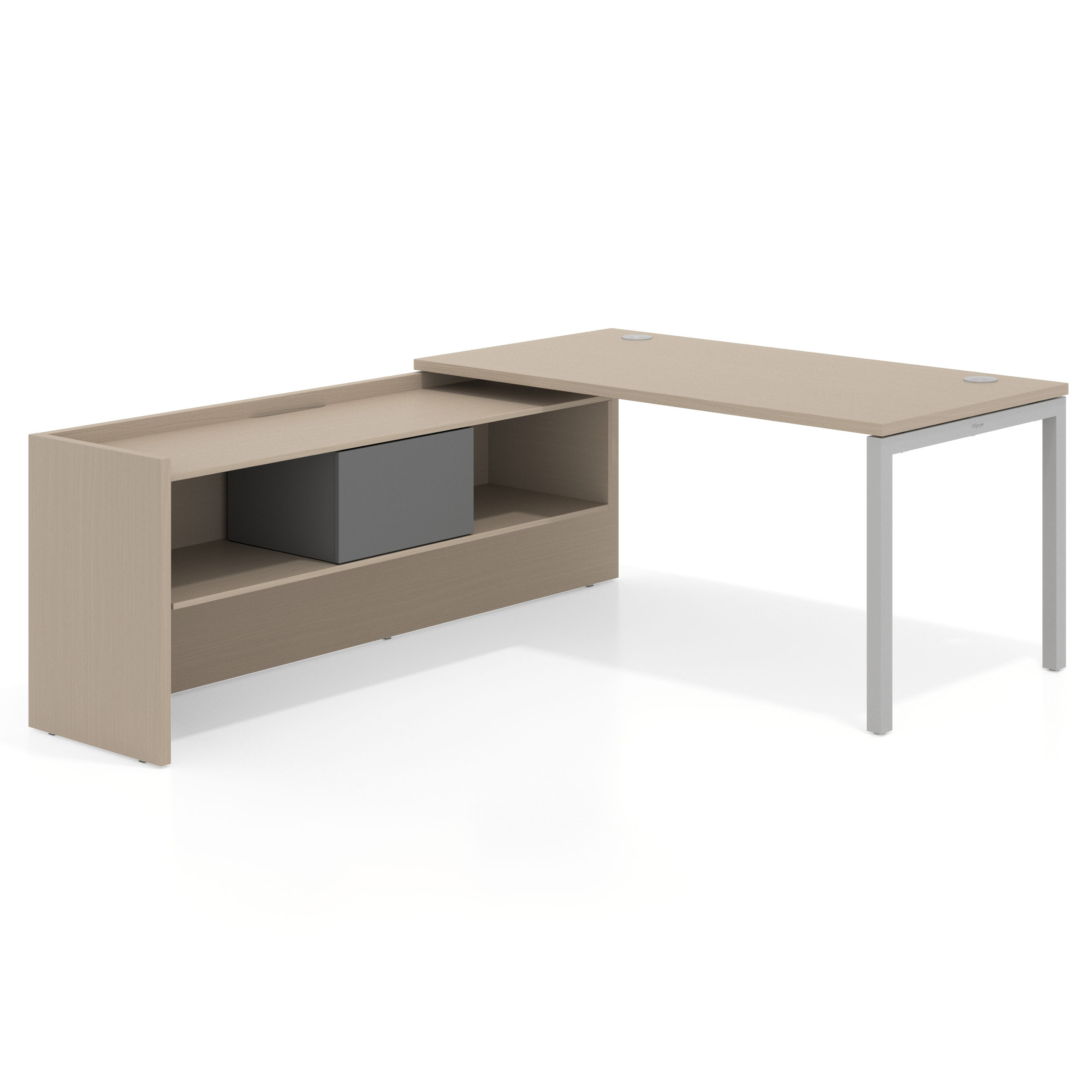 mesa en l 140x205 canvas kube mesa con ala pedestal fondo 80cm recto 1