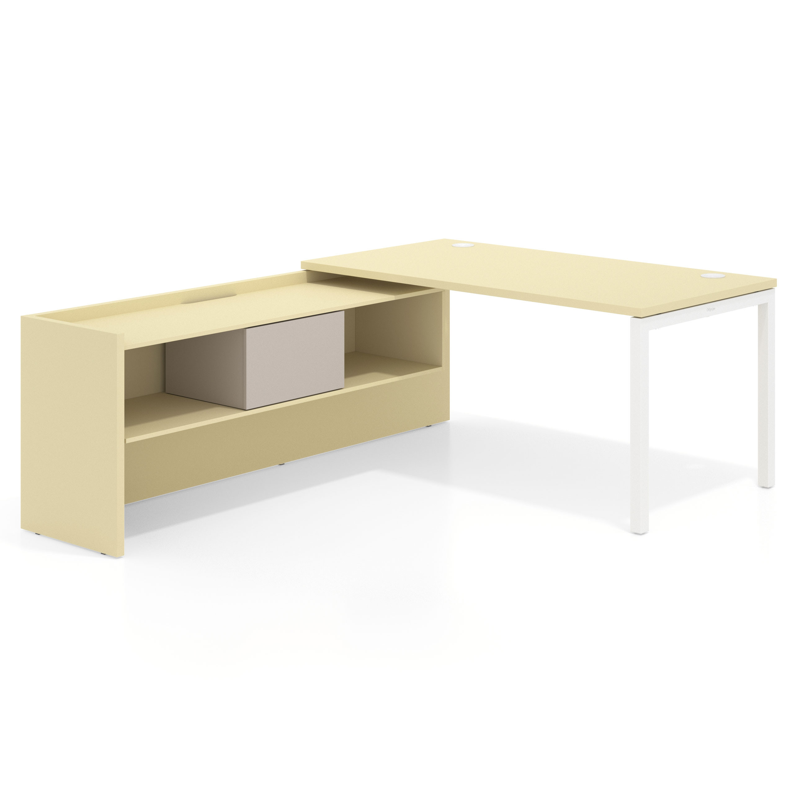 mesa en l 140x205 salvia kube mesa con ala pedestal fondo 80cm recto 1