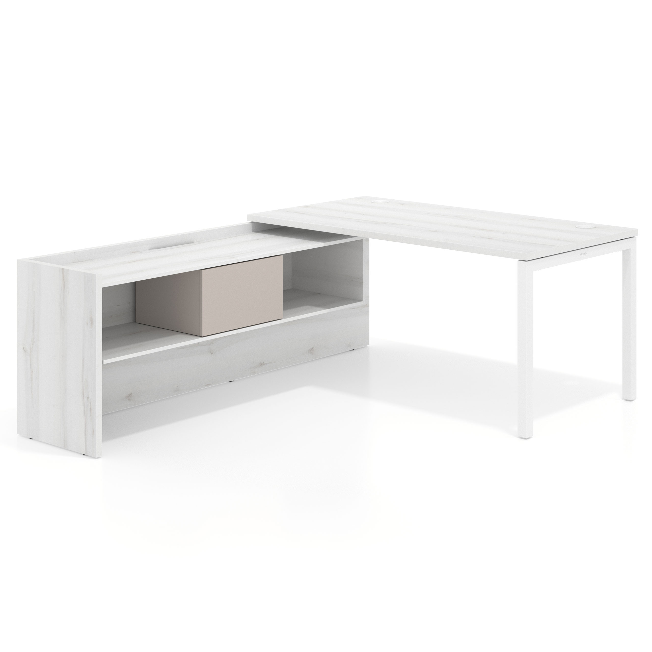 mesa en l 140x205 albo kube mesa con ala pedestal fondo 80cm recto 1