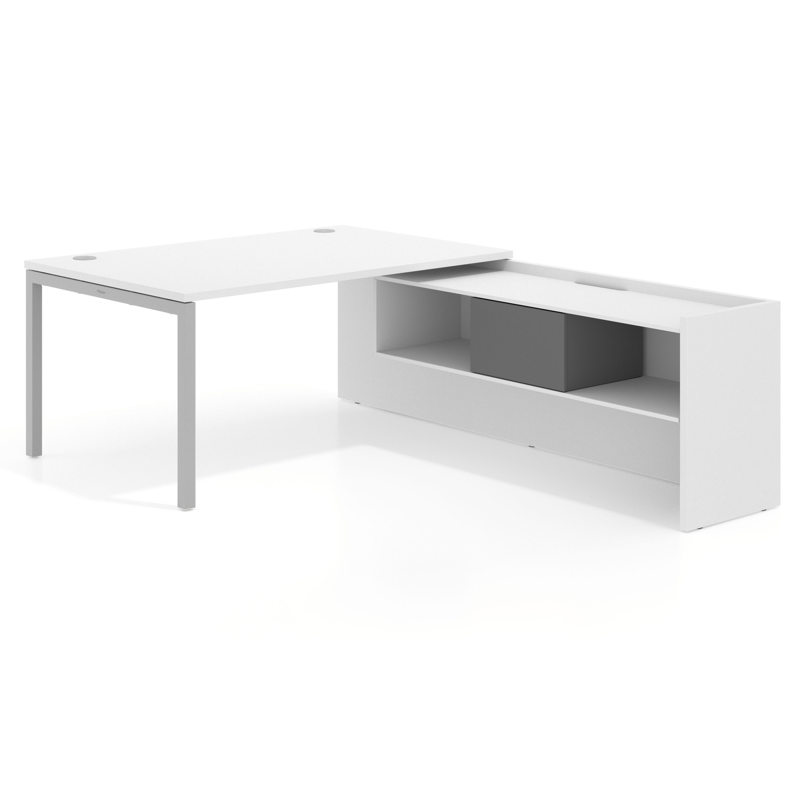 mesa en l 180x225 blanco mate kube mesa con ala pedestal fondo 100cm recto 1