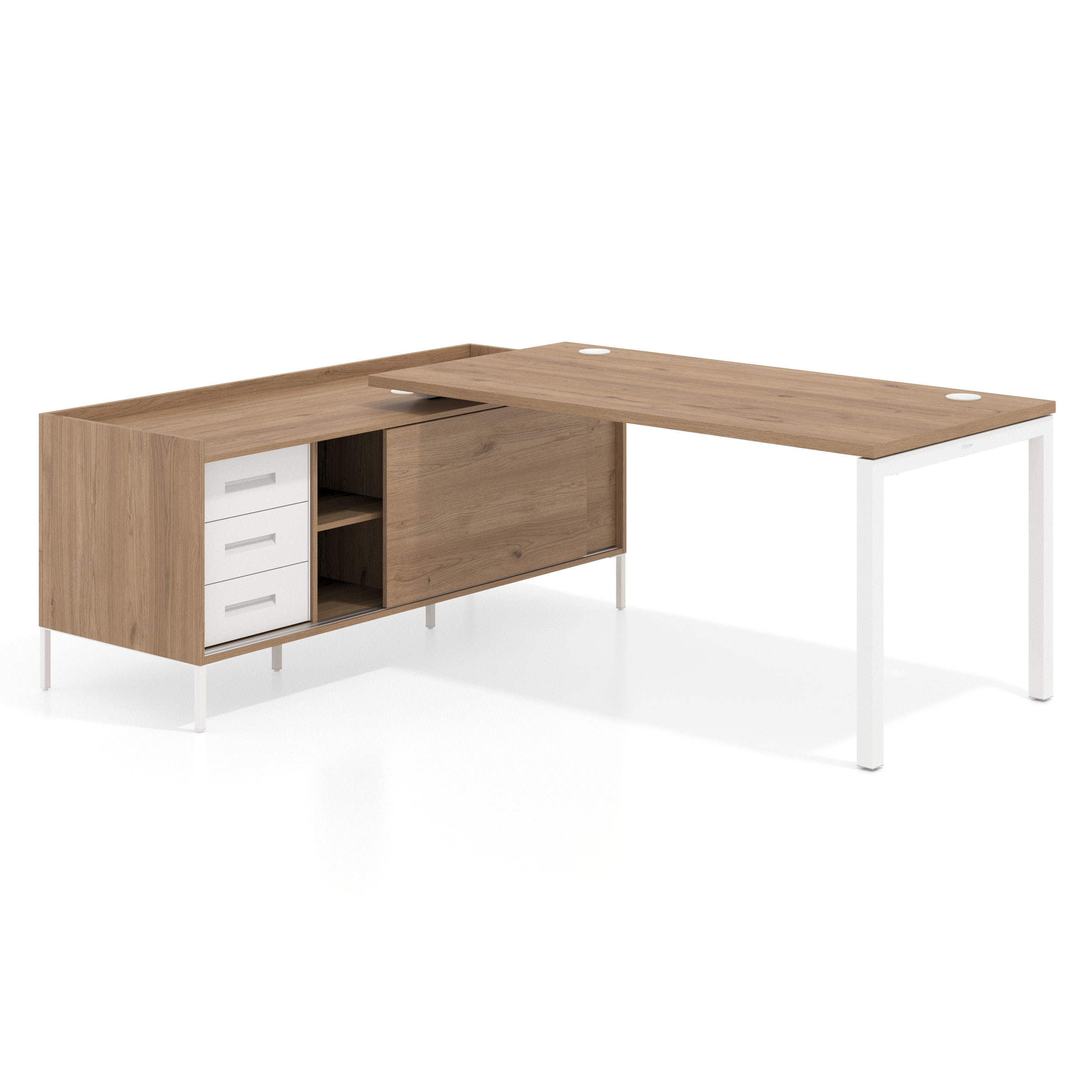 mesa en l 180x160 naturale kube mesa con pedestal cajonera fondo 80cm recto 1
