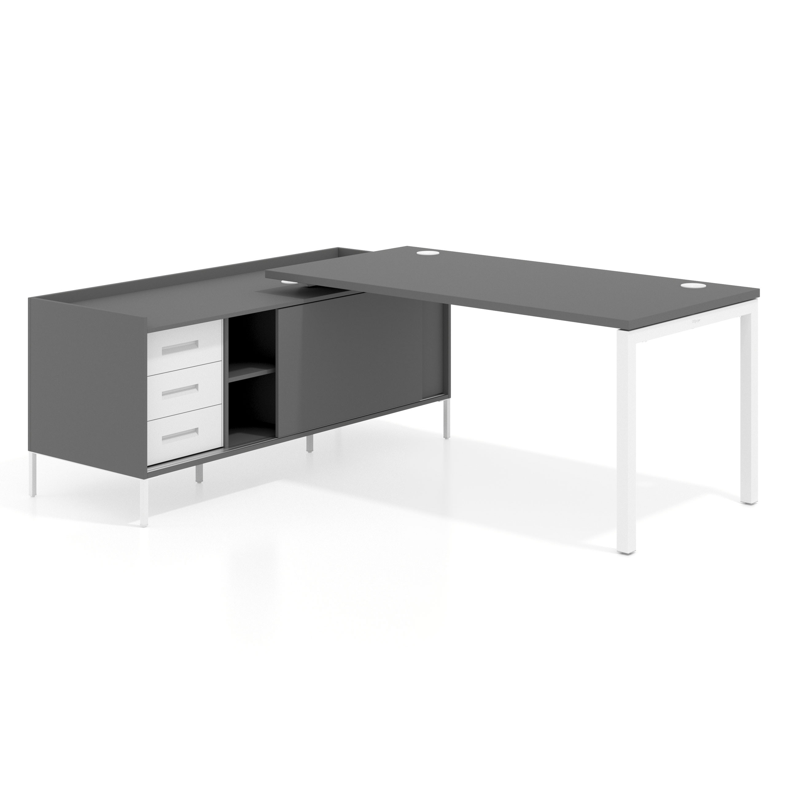 mesa en l 180x160 gris tormenta kube mesa con pedestal cajonera fondo 80cm recto 1